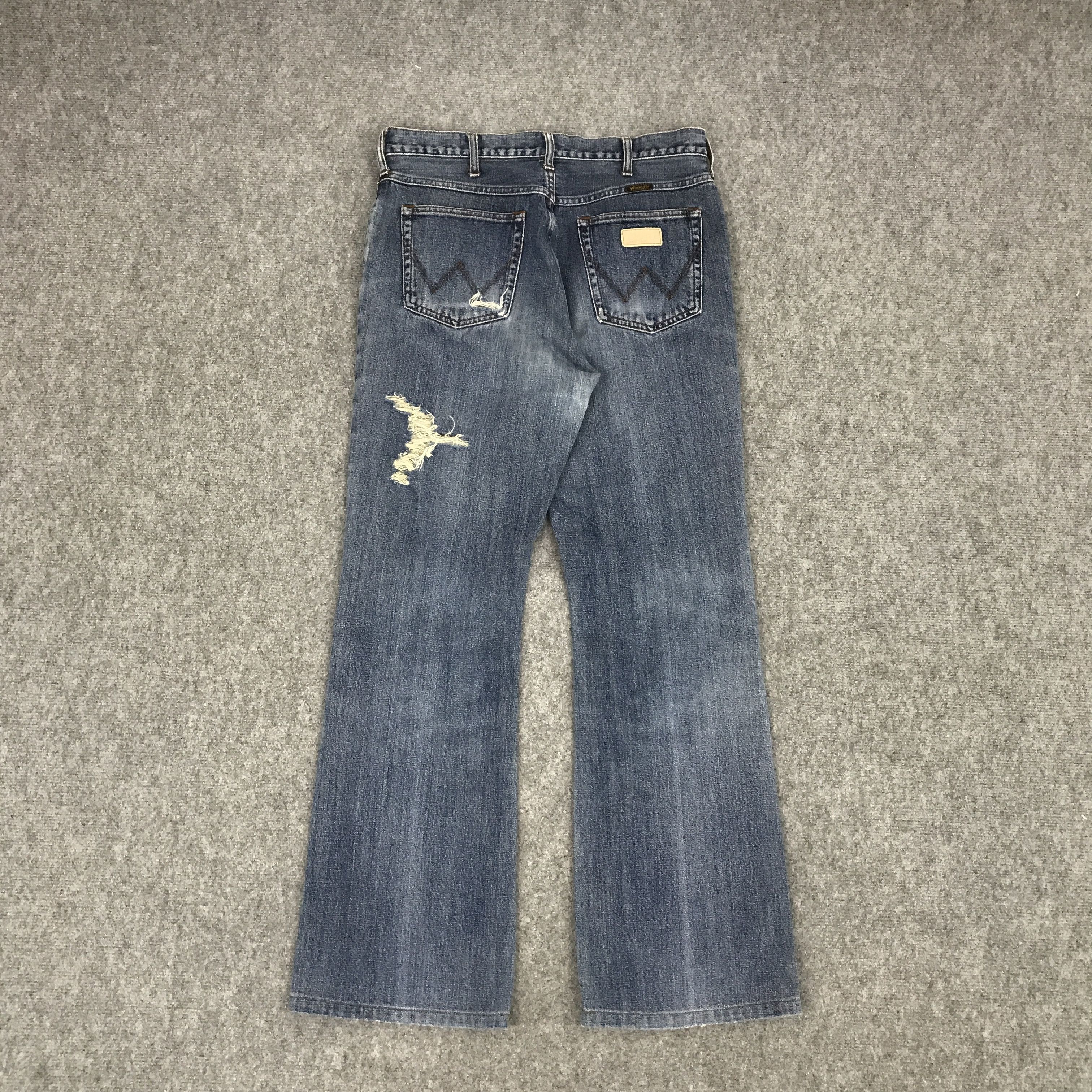 Japanese Brand × Wrangler FLARE WRANGLER DENIM BOOTCUT DISTRESSED JENAS PANTS Size US 33 - 2 Thumbnail