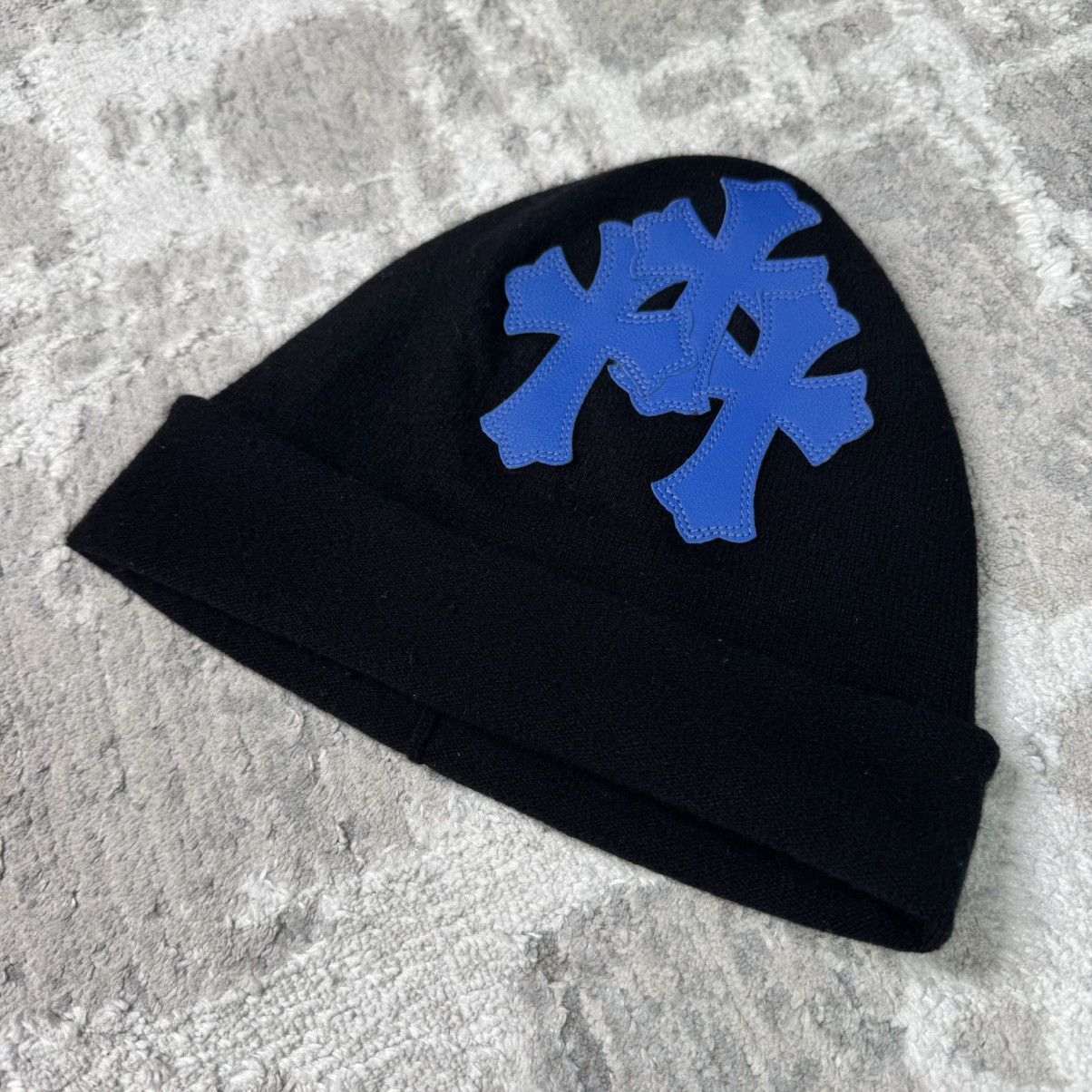 Chrome Hearts Triple cross leather patch cashmere ski mask beanie Size ONE SIZE - 1 Thumbnail