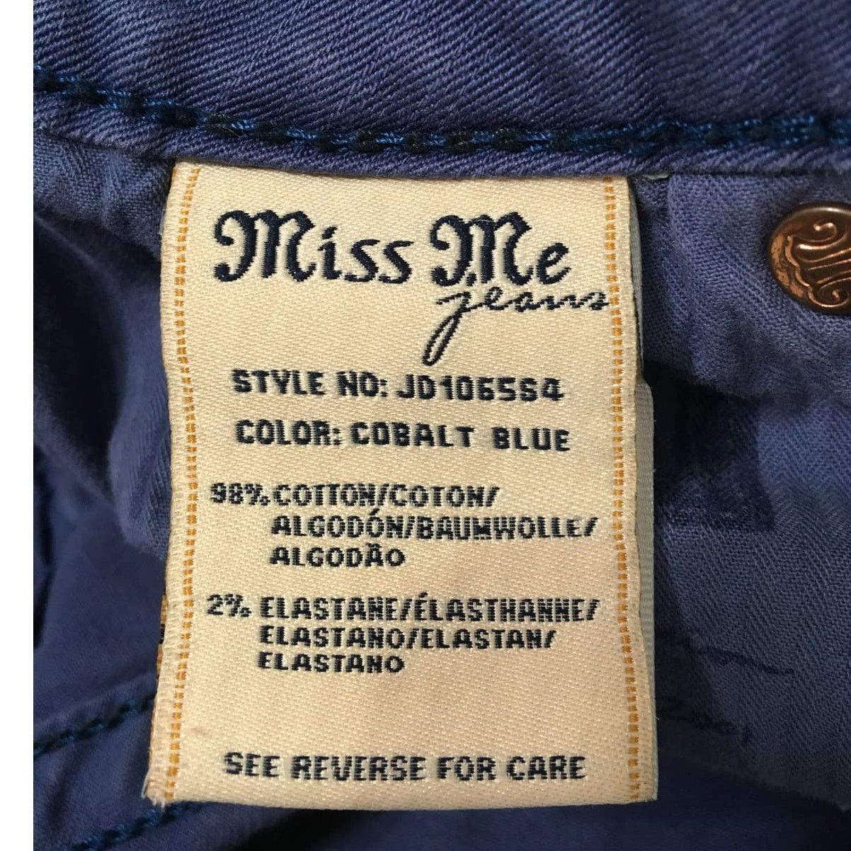 Miss Me Miss Me Denim Brand, Skinny, Cobalt Blue Jeans, Size 26 Size 26" / US 2 / IT 38 - 8 Thumbnail