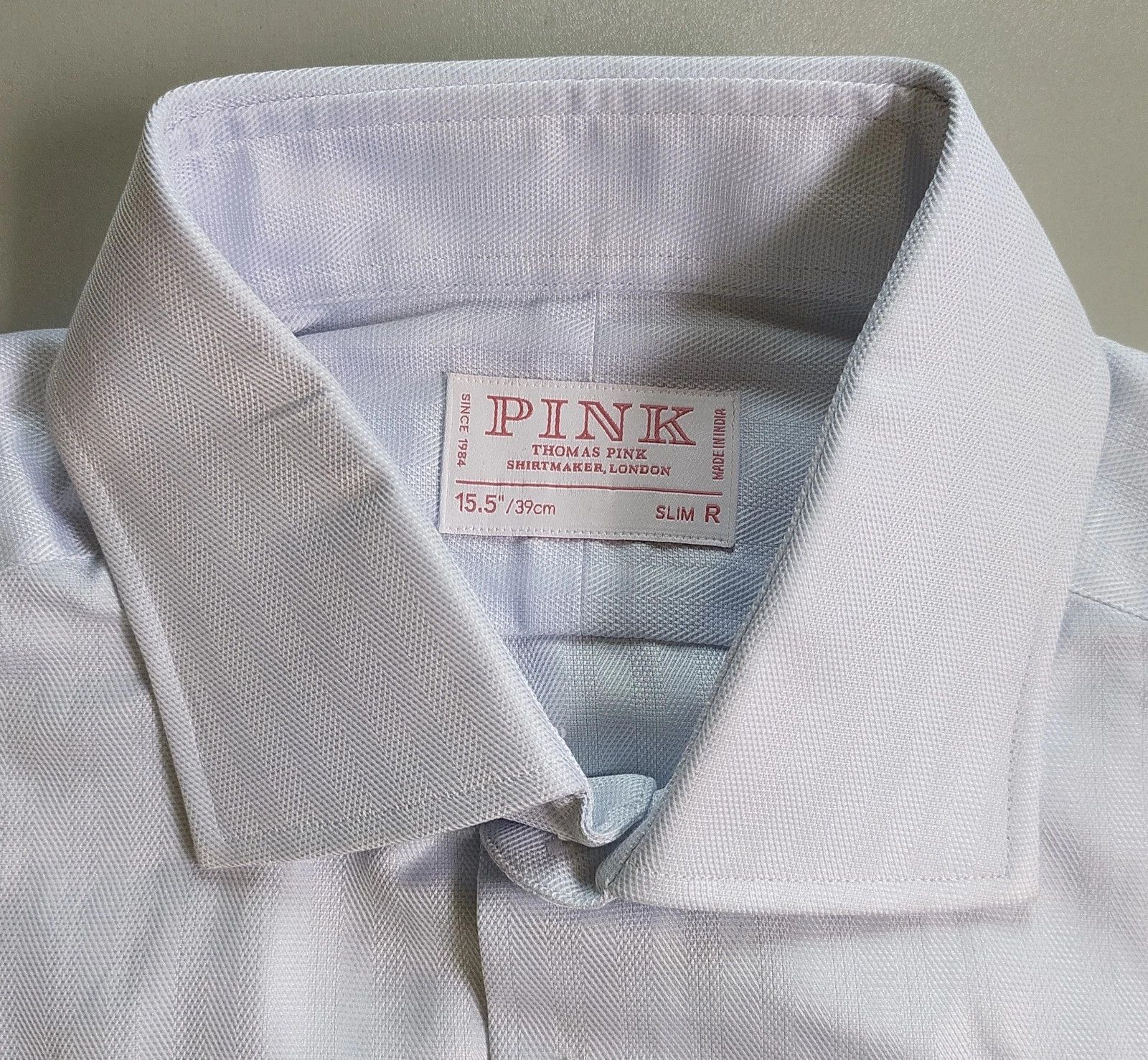 Thomas Pink Thomas Pink Slim Fit Twill Herringbone Formal Shirt T 0016 Size US S / EU 44-46 / 1 - 3 Thumbnail