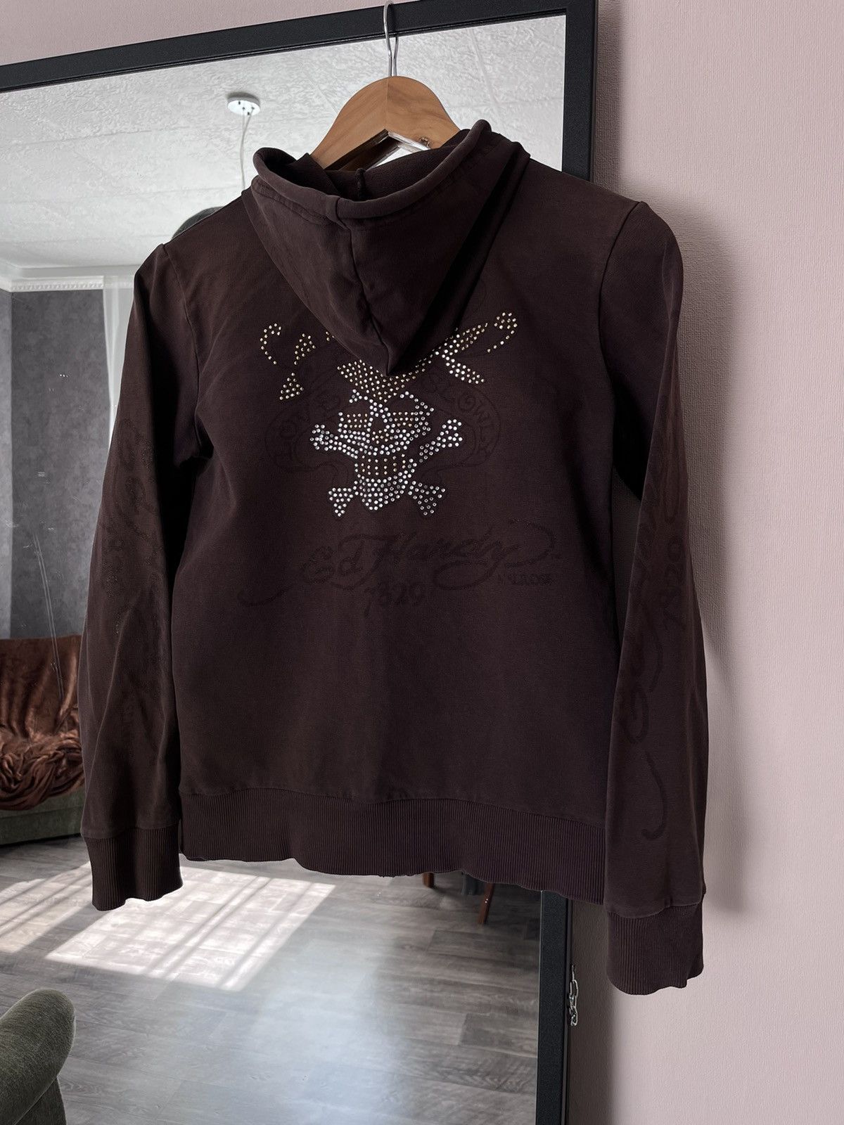 Ed Hardy 🤎Brown Vintage Ed Hardy Zip Up Hoodie Y2k Women’s Size S / US 4 / IT 40 - 1 Thumbnail