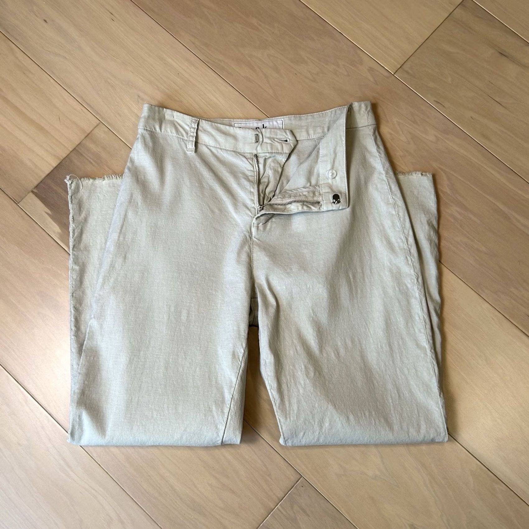 Frank & Eileen Frank & Eileen Kinsale Trousers Pants Women’s 4 Light Tan Cotton Woven Crop Straight Leg Mid Rise Flat Front Casual Workwear Travel Style Size 27" / US 4 / IT 40 - 5 Thumbnail