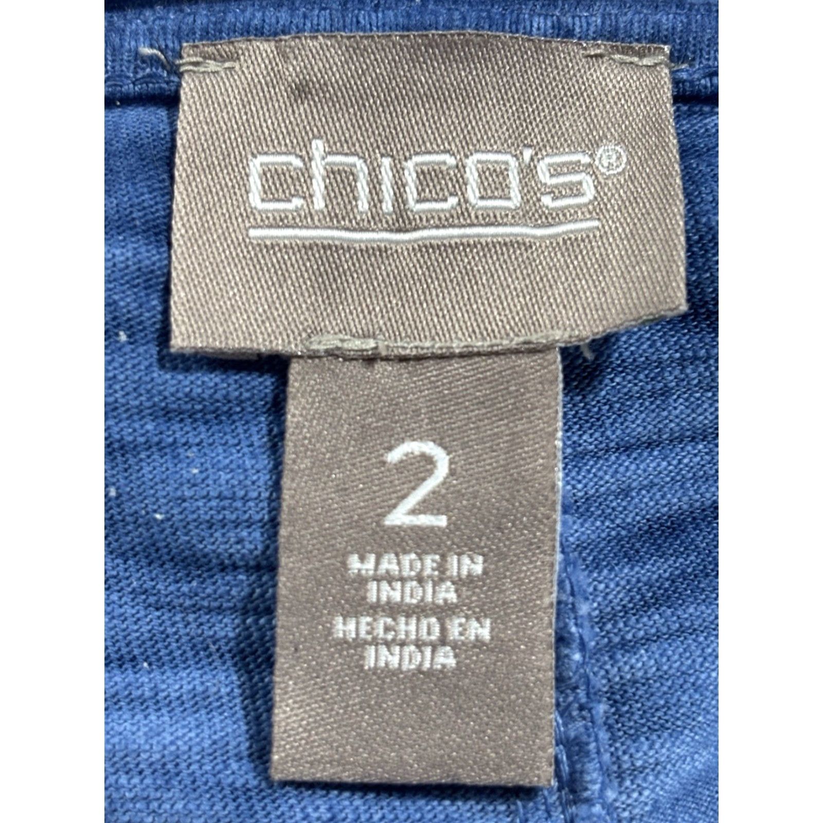 Vintage Chicos Tshirt Shift Dress Women’s Large Blue 100% Cotton Beach Casual Knee Length V-Neck Pullover Size L / US 10 / IT 46 - 6 Thumbnail