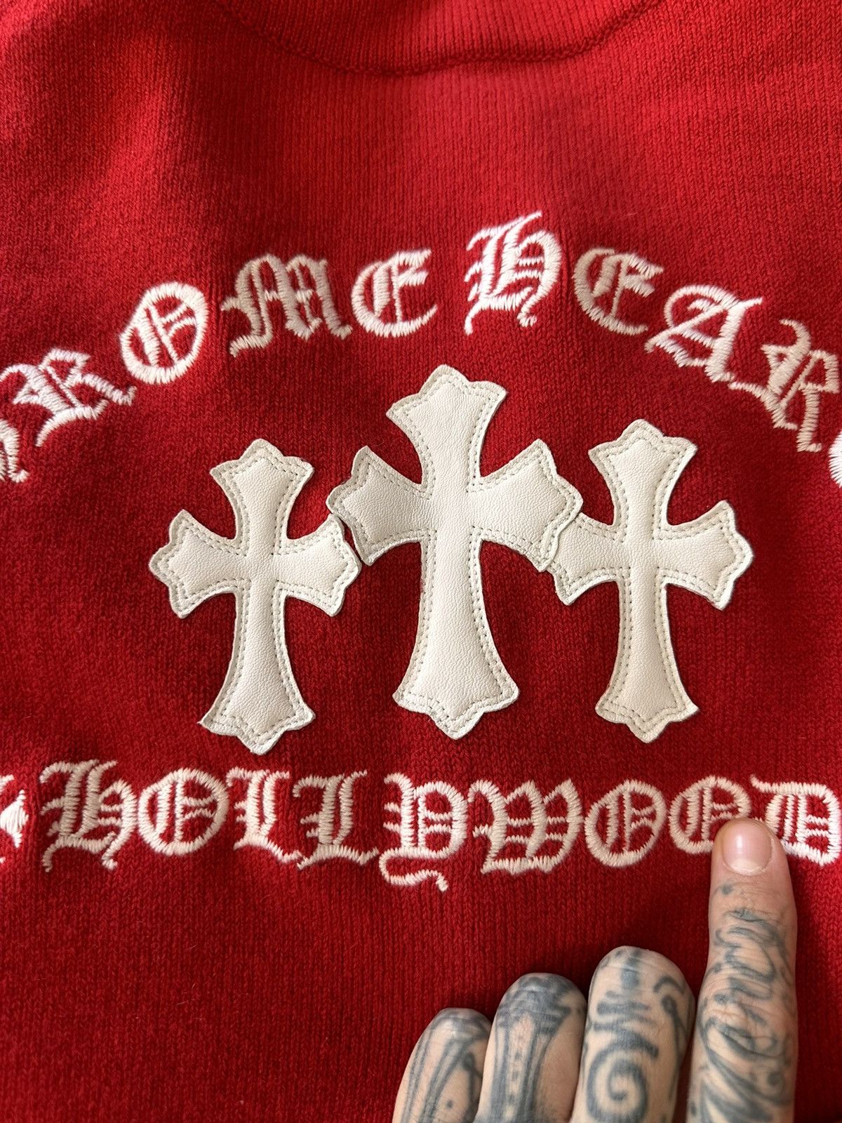 Chrome Hearts CHROME HEARTS CASHMERE & LEATHER CROSS JACKET SWEATER XL XXL Size US XL / EU 56 / 4 - 7 Thumbnail