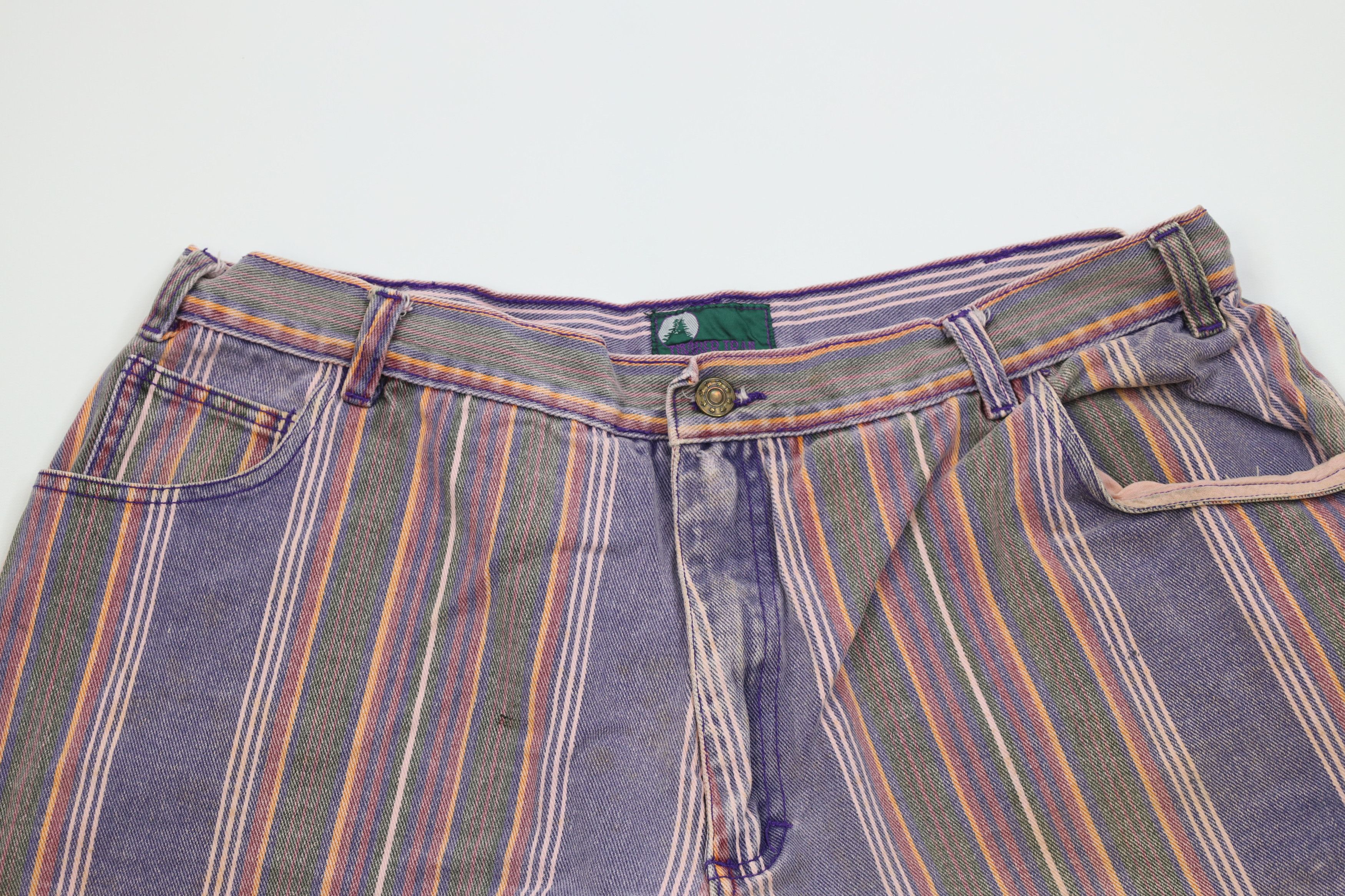 Vintage Vintage 90s Streetwear Striped Above Knee Denim Shorts Size US 36 / EU 52 - 2 Thumbnail