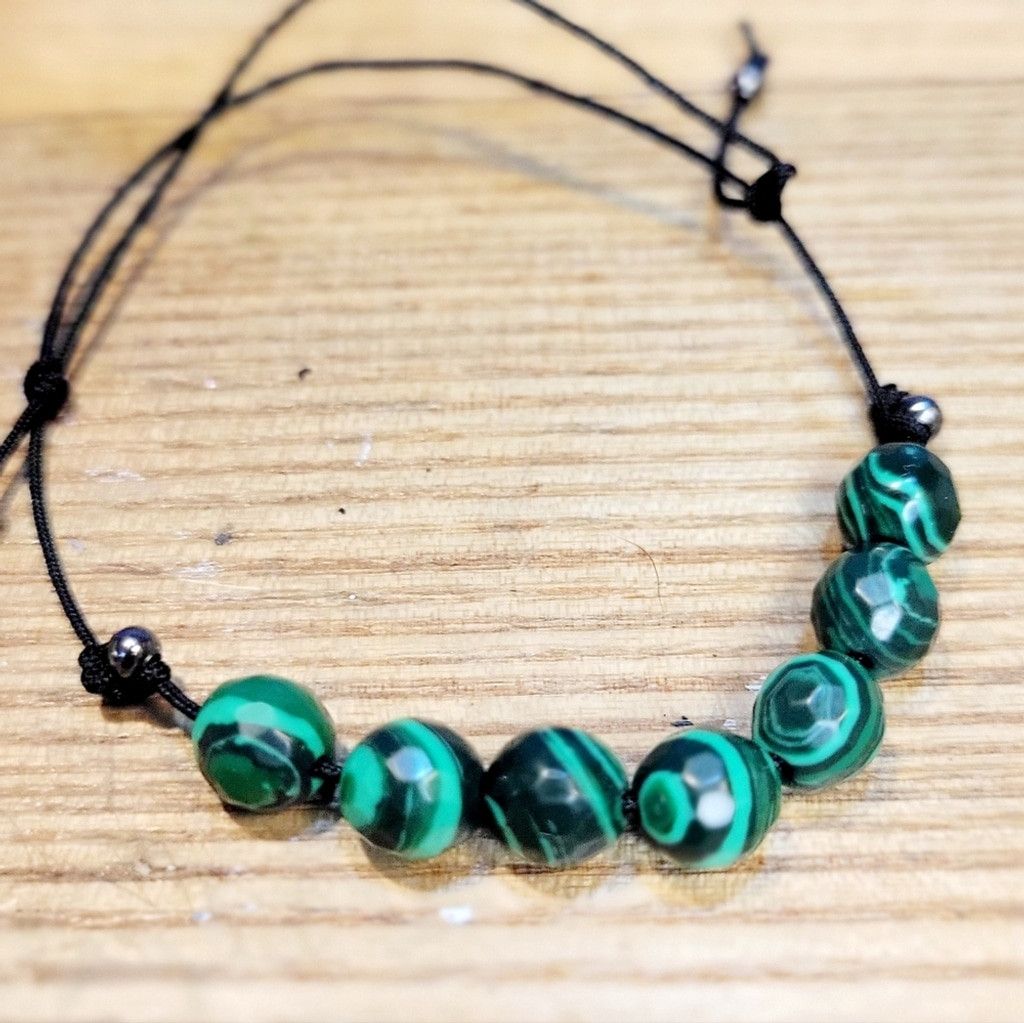 Handmade Malachite adjustable slide knot bracelet Size ONE SIZE - 2 Thumbnail