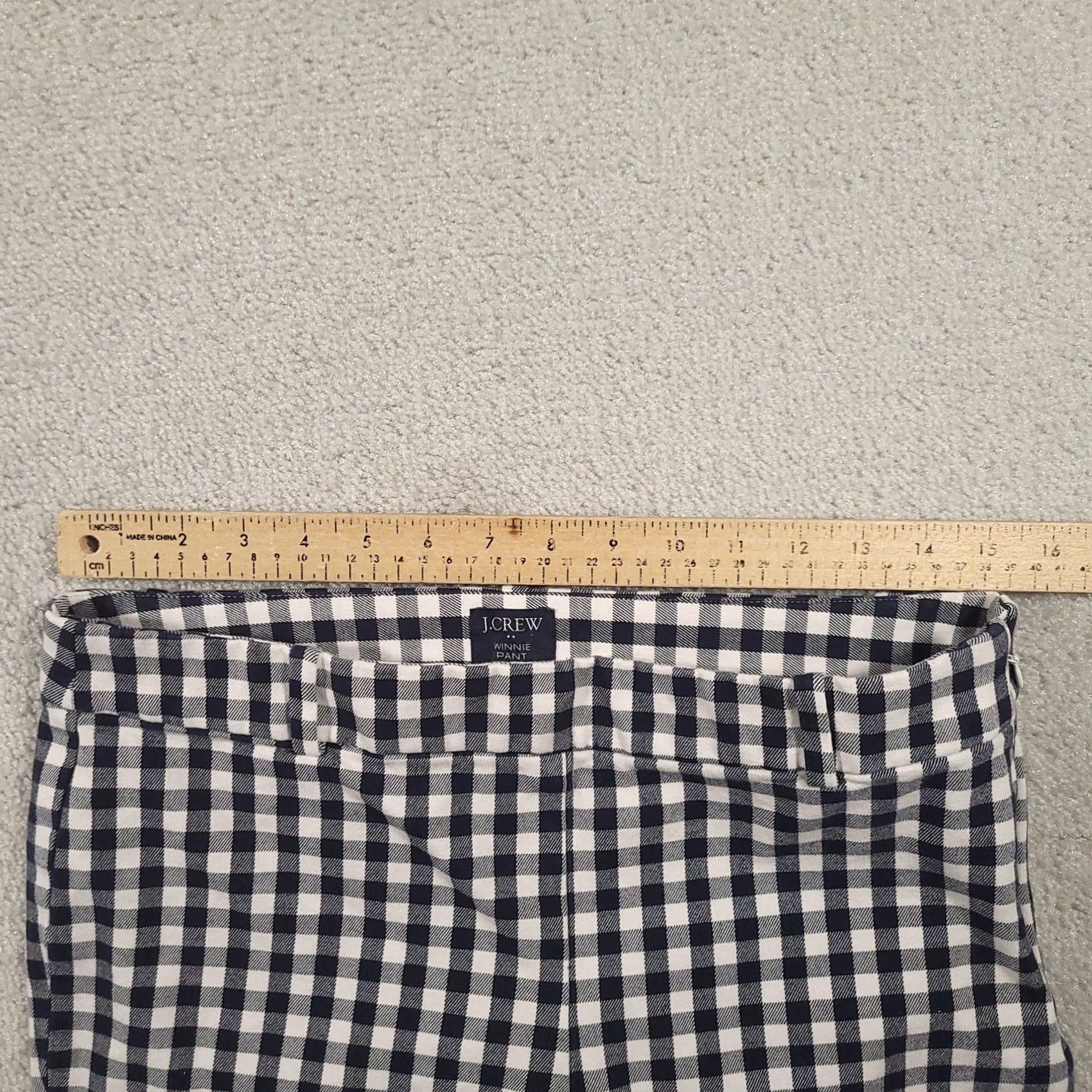 J.Crew J.Crew Pants Womens 10 Navy White Gingham Winnie Pant Side Zip Stretch Cropped Size 32" / US 10 / IT 46 - 6 Thumbnail