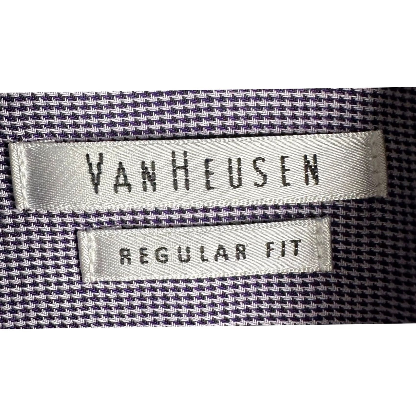 Van Heusen Van Heusen Dress Shirt Mens 14.5 32-33 Purple Regular Check Button up Shirt Mens Size 40R - 4 Thumbnail