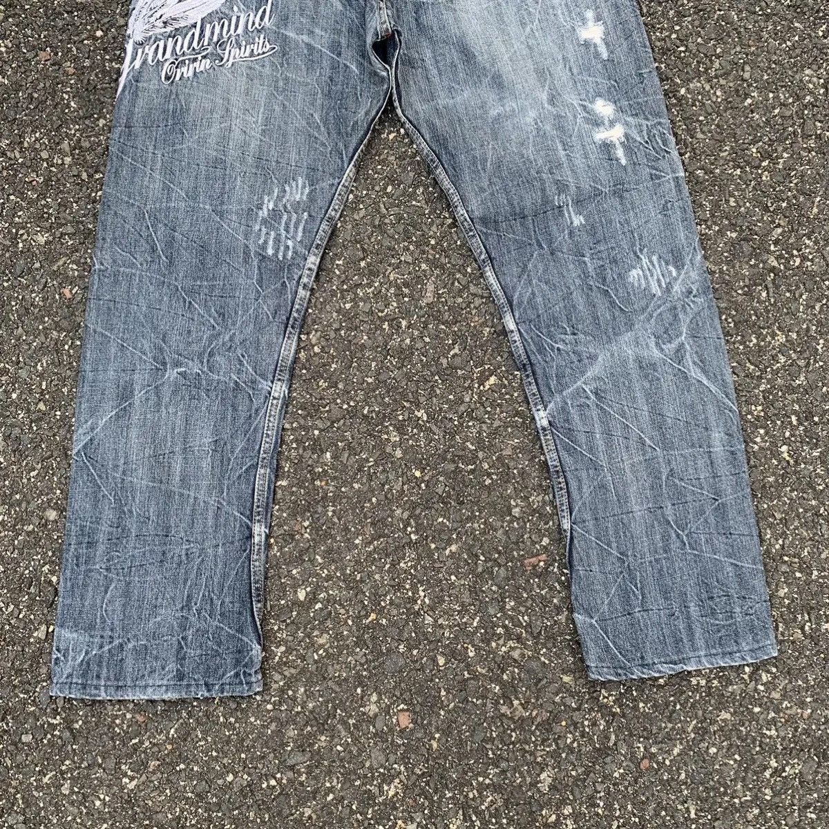 Japanese Brand STORM FADING RARE💥ORIRIN JEANS GRANDMIND Ripped Denim Pants Size US 33 - 11 Thumbnail