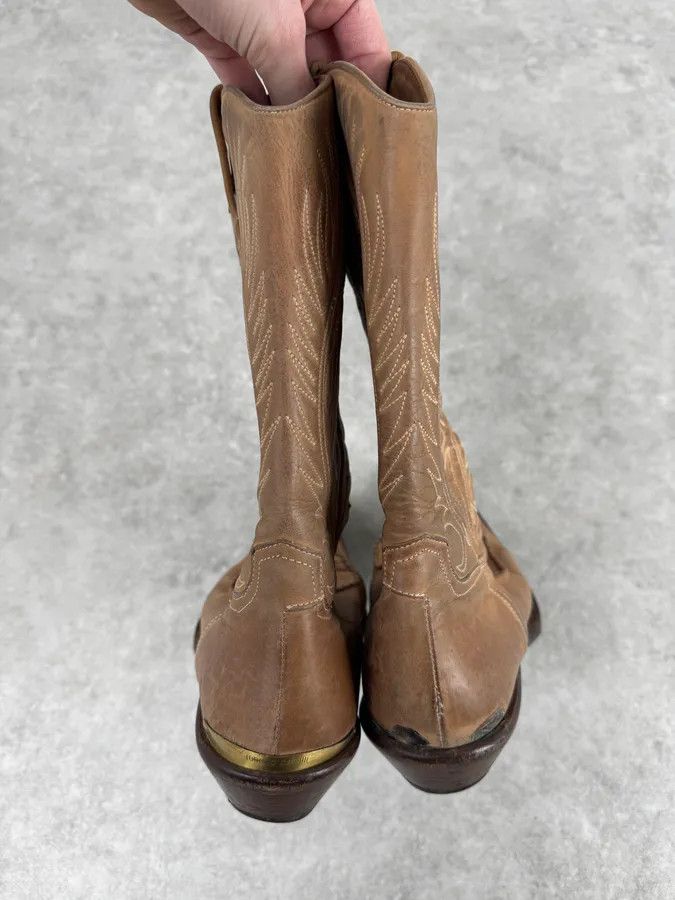 Roberto Cavalli AW2005 Roberto Cavalli Beige Leather Western Boots Size US 8 / IT 38 - 7 Thumbnail