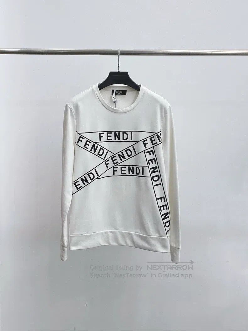Fendi Fendi White Logo Embroidered Sweatshirt Size L / US 10 / IT 46 - 1 Thumbnail