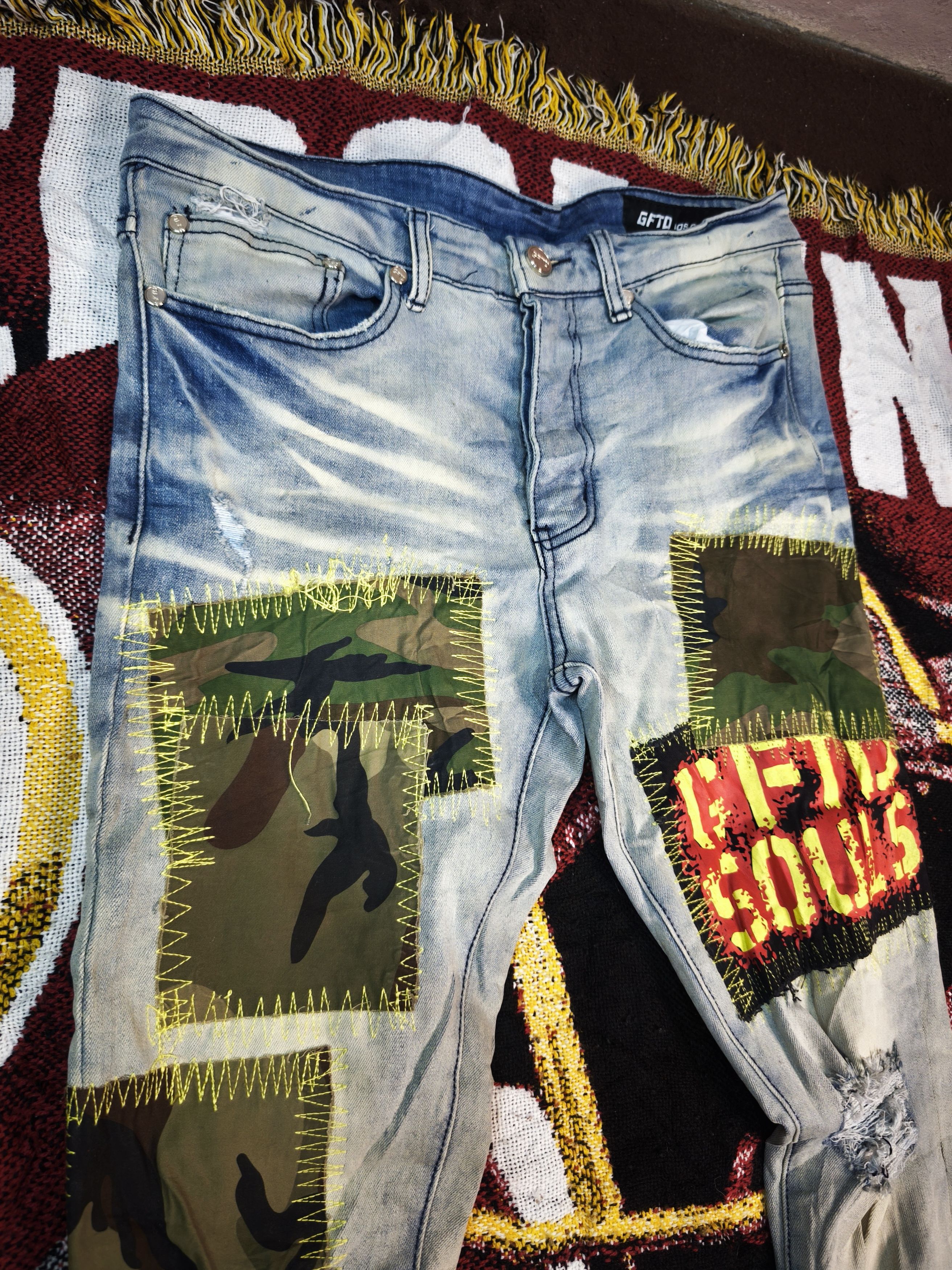 Designer × Punk and Yo GFTD Los Angeles x Army Slim-fit Jeans Size US 32 / EU 48 - 3 Thumbnail