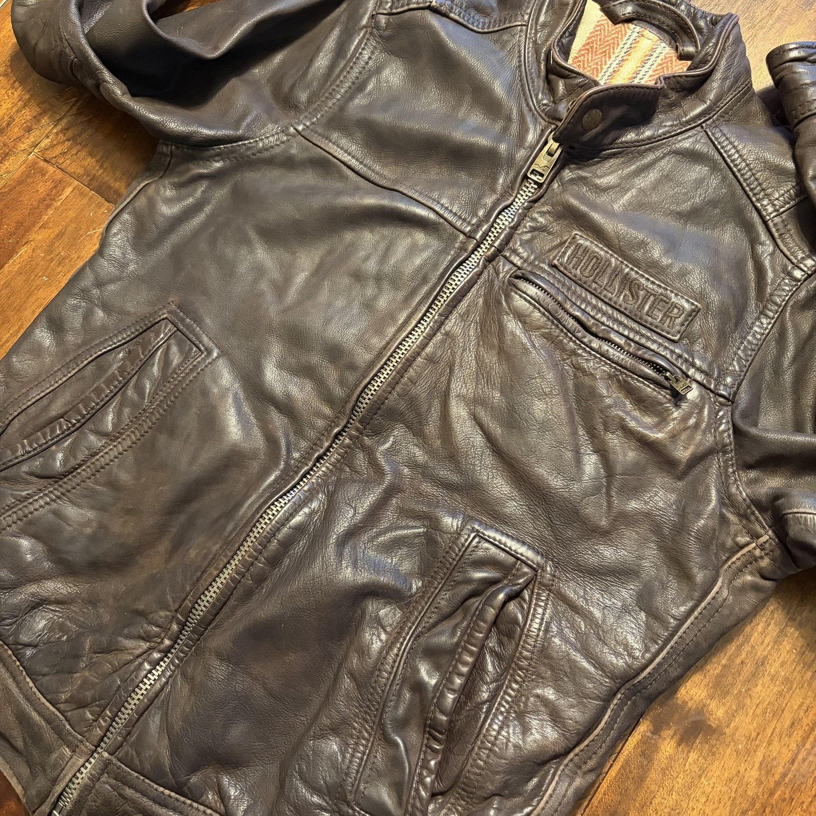 Hollister Hollister Palm Canyon Jacket Mens Small Leather Moto Bomber Size US S / EU 44-46 / 1 - 8 Thumbnail