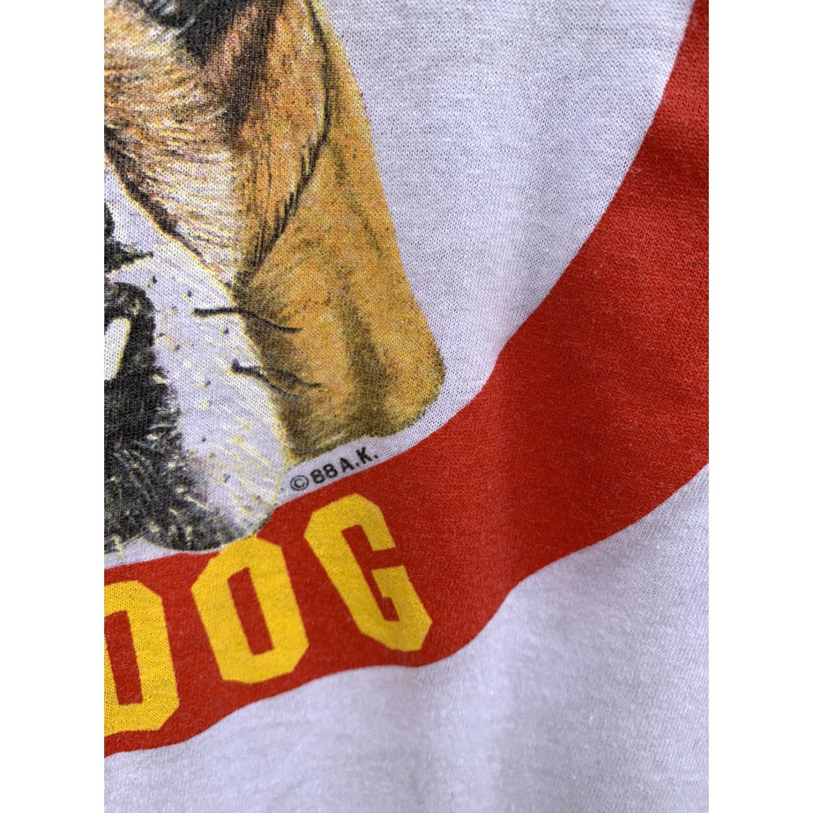 Vintage VINTAGE USMC Devildog t shirt 80s 1980s White Cotton Blend Screen Stars 2XL Mens Graphic Tee Marines Dog 88 AK C 88 A.K. Decade 1980s 1980s Size US XXL / EU 58 / 5 - 4 Thumbnail