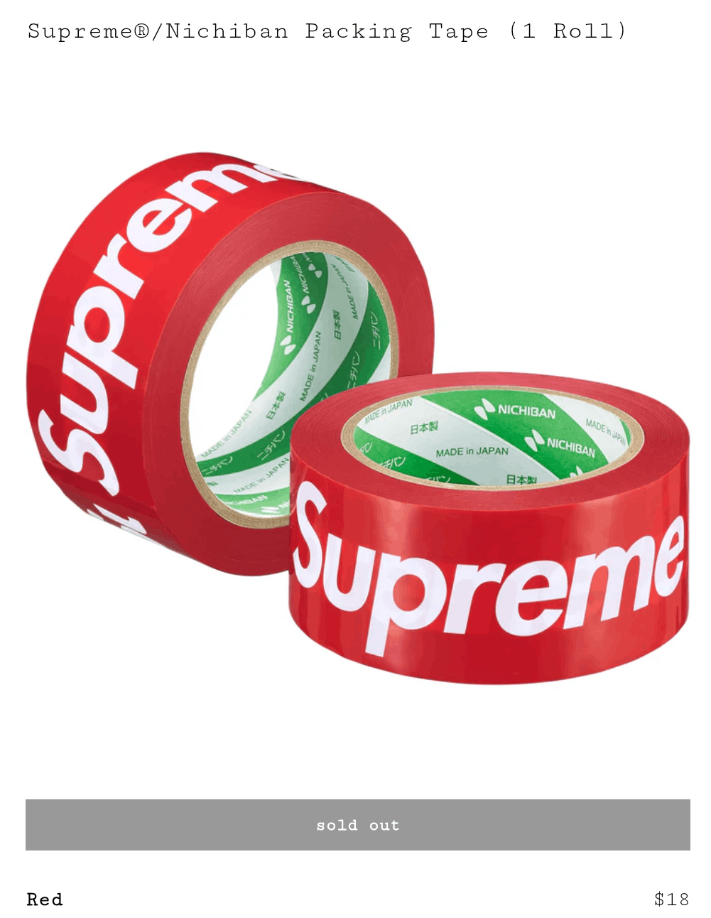 Supreme Supreme Nichiban Packing Tape Red Confirmed Size ONE SIZE - 1 Preview