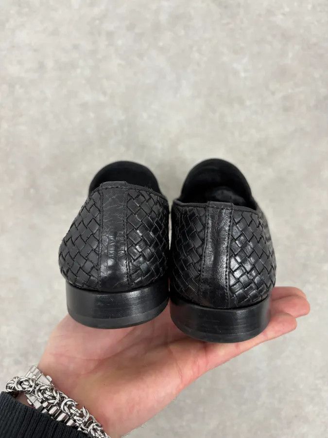 Salvatore Ferragamo Ferragamo Black Woven Leather Loafers Size US 5.5 / EU 38 - 6 Thumbnail