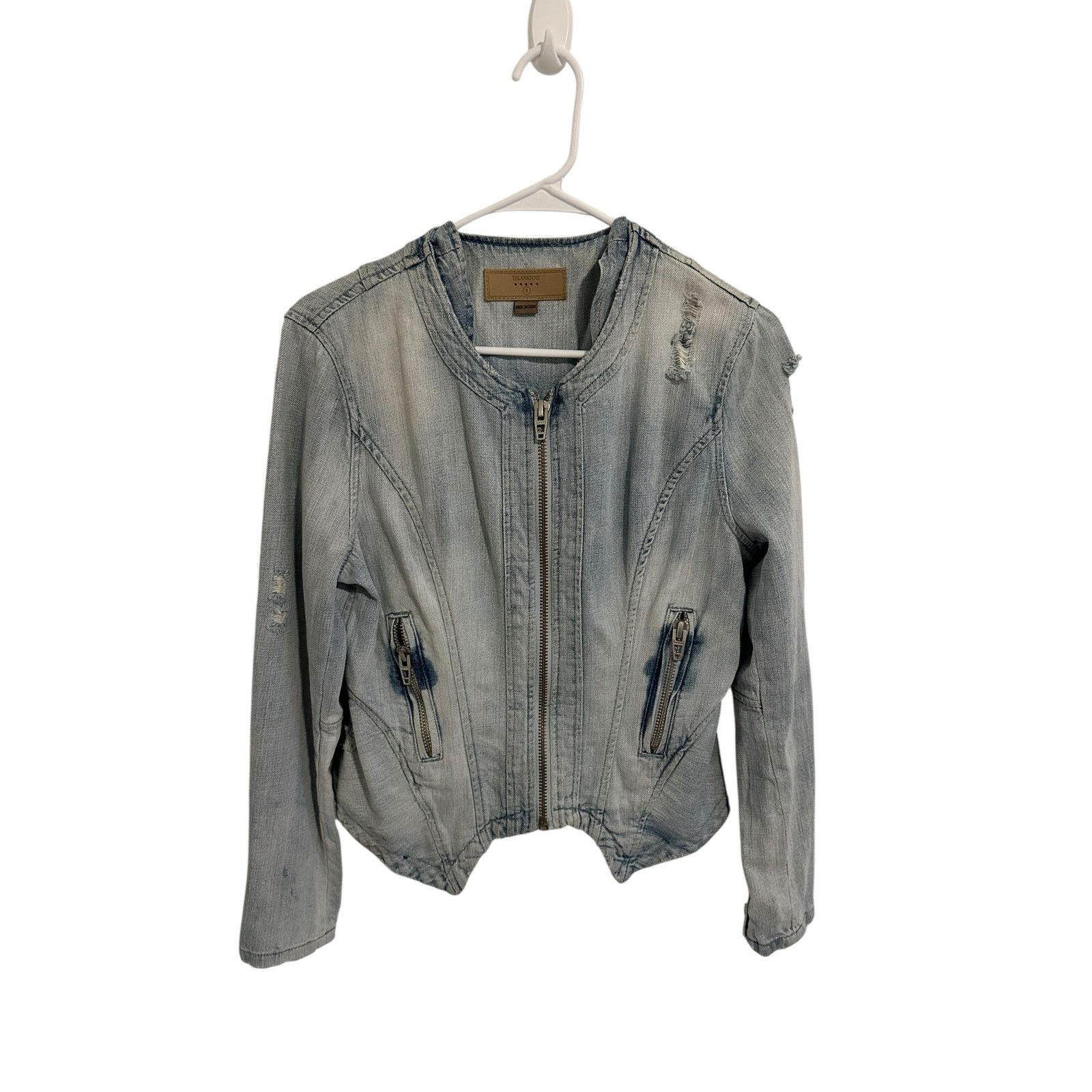 BLANKNYC BLANK NYC Blue Long Sleeve Zip Pocket Denim Zip Up Jacket Size S / US 4 / IT 40 - 2 Thumbnail