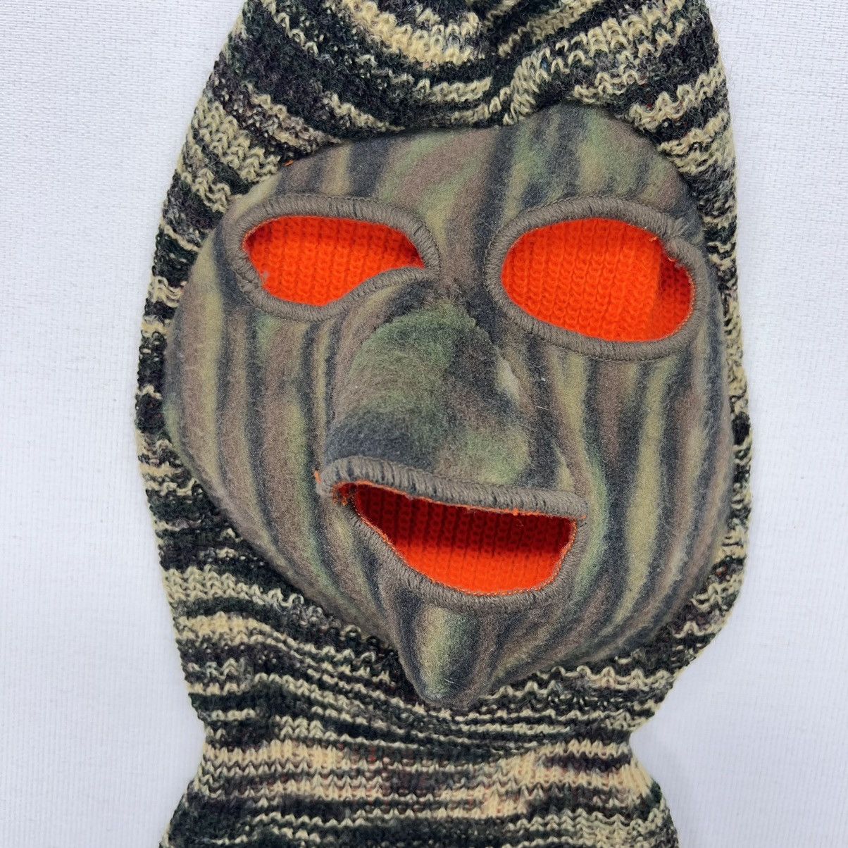 Cabelas × Vintage VTG Cabelas Ski Mask Camouflage Hunting Fleece Knit Orange Size ONE SIZE - 4 Thumbnail