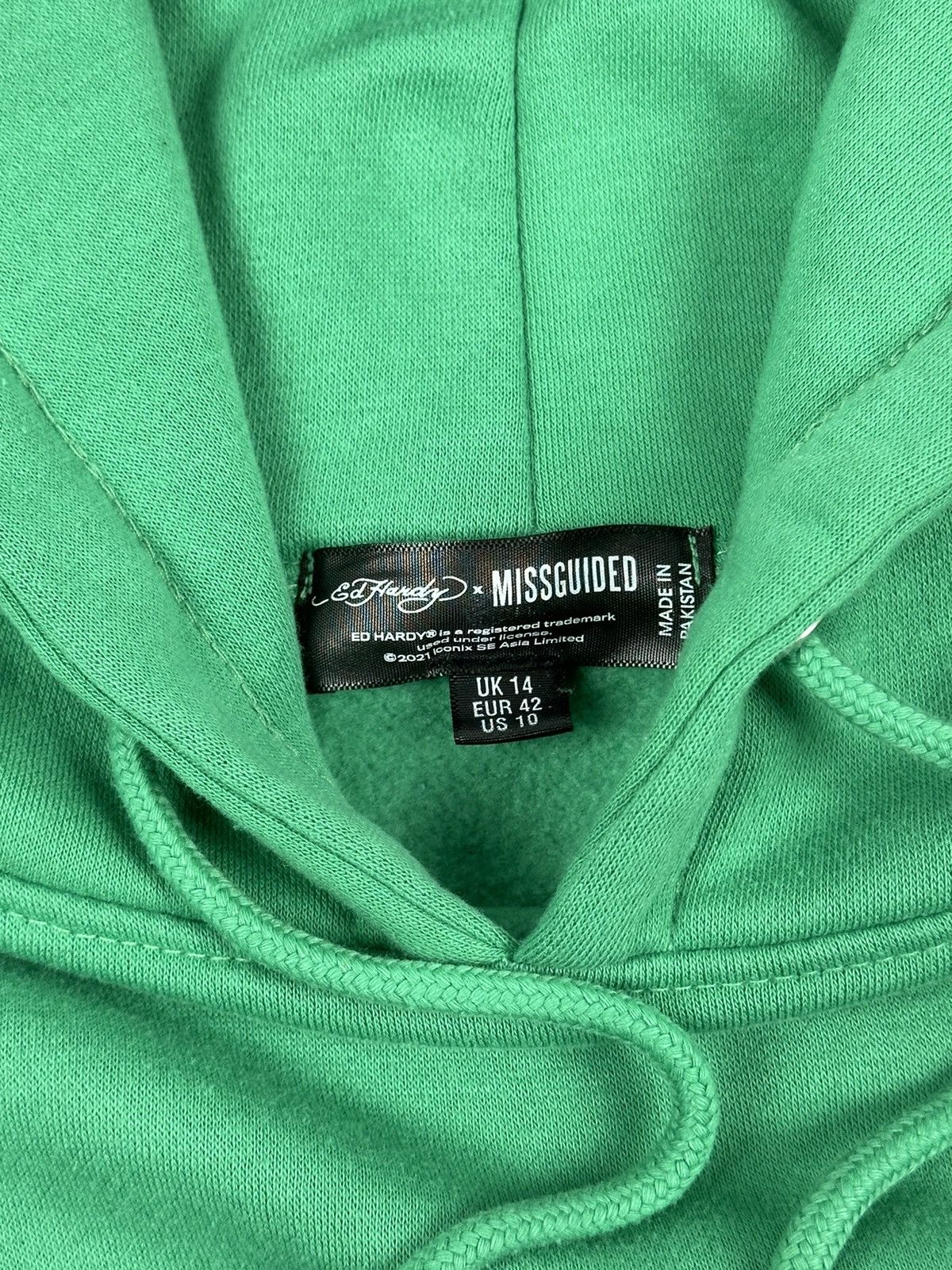 Ed Hardy Ed Hardy Missguided Cropped Green Hoodie Size L / US 10 / IT 46 - 6 Thumbnail