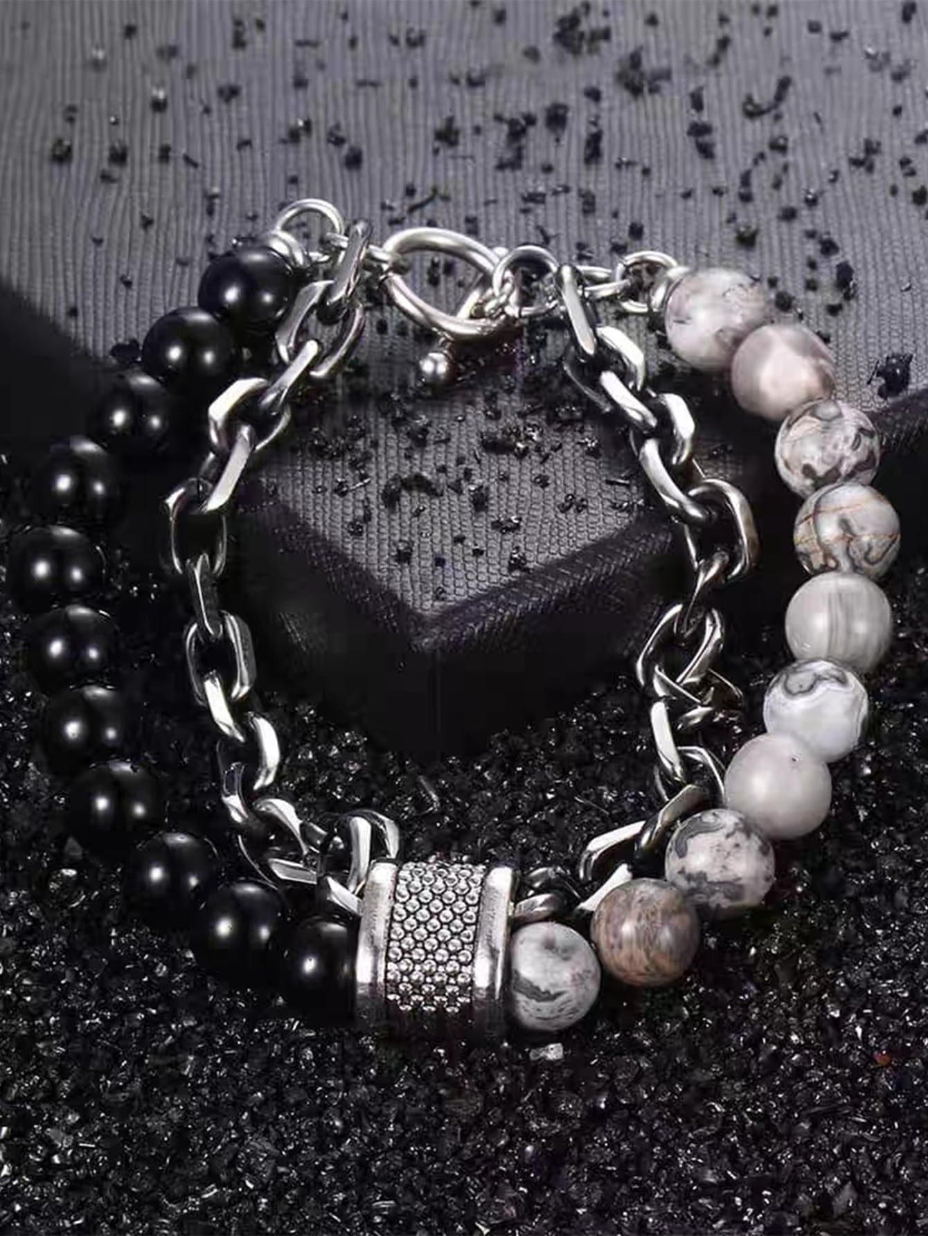Other Punk Double Layer Beads and Chain Bracelet Size ONE SIZE - 2 Thumbnail