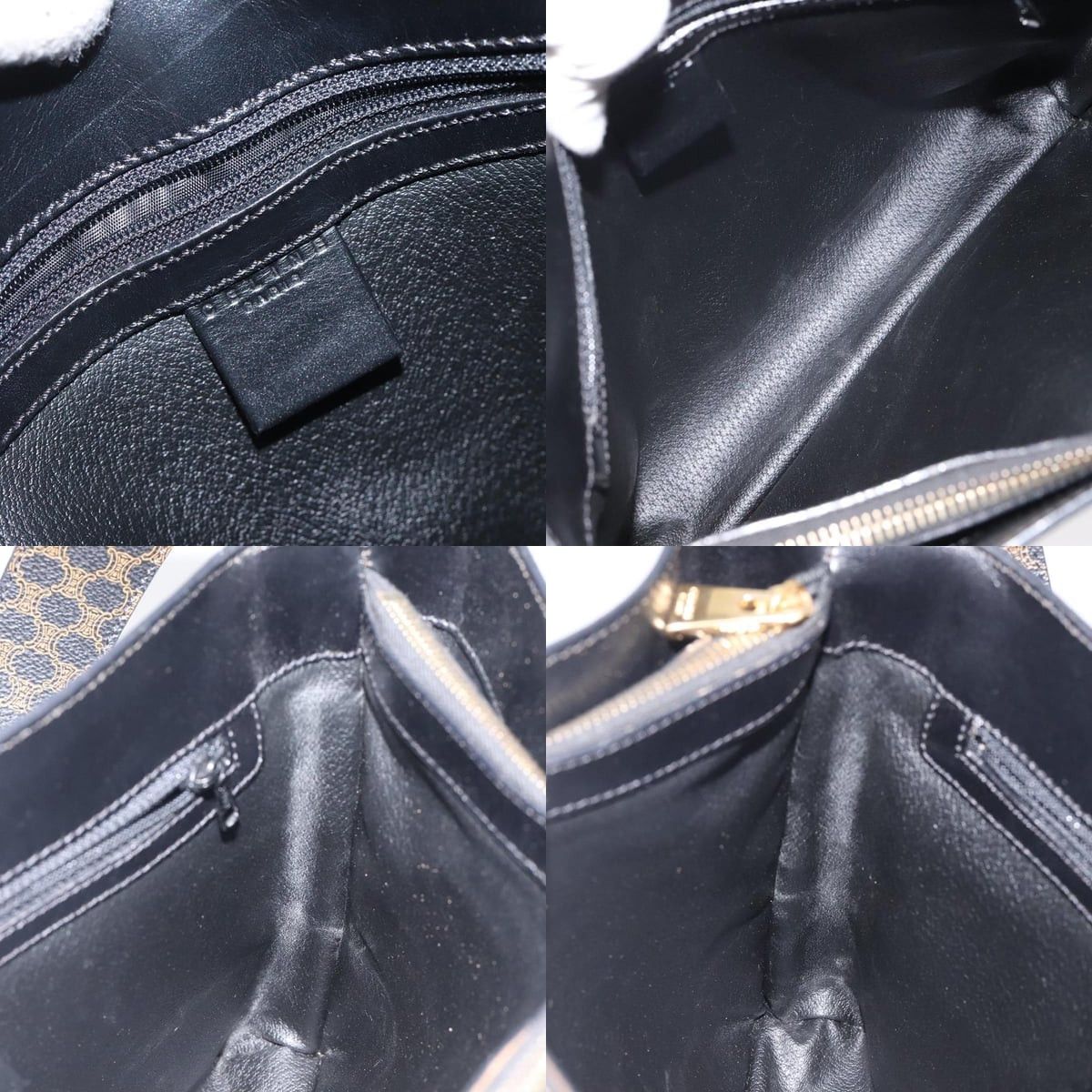 Celine CELINE Macadam Canvas Shoulder Bag Pvc Leather Black Gold Size ONE SIZE - 11 Thumbnail