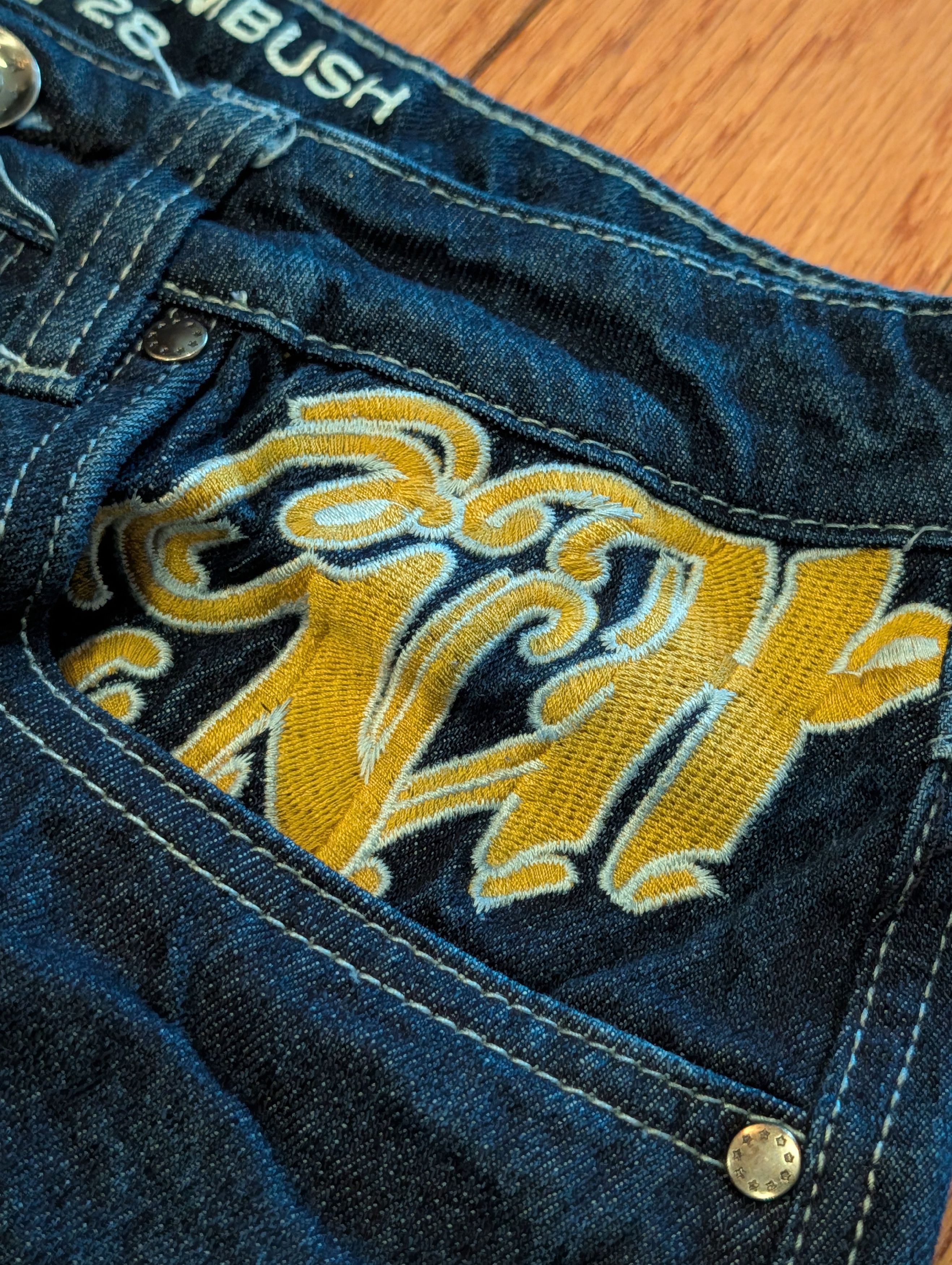 Ed Hardy VTG Y2K Ninth Hall Wide Baggy Jeans Dragon Tattoo Embroidery Size US 30 / EU 46 - 4 Thumbnail