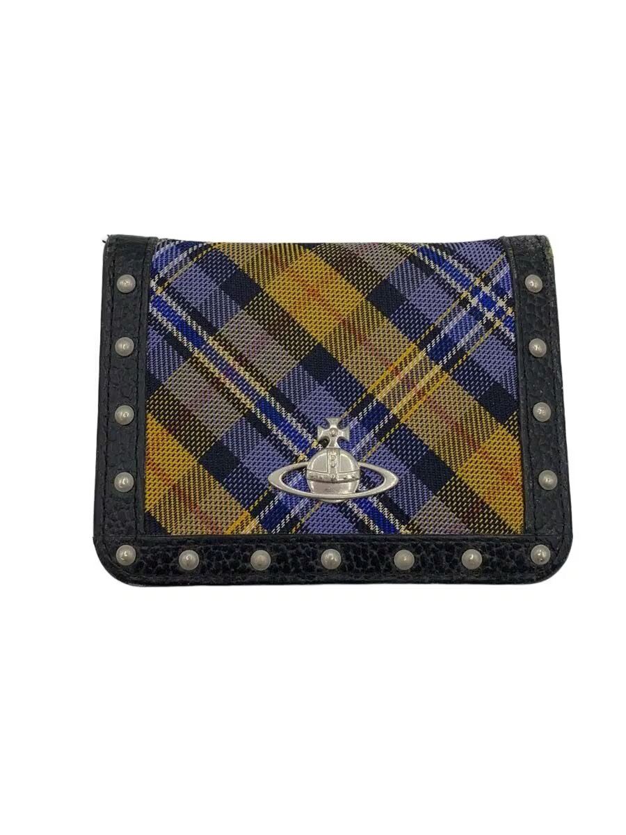 Vivienne Westwood Plaid Studded Orb Card Holder Wallet Size ONE SIZE - 1 Thumbnail