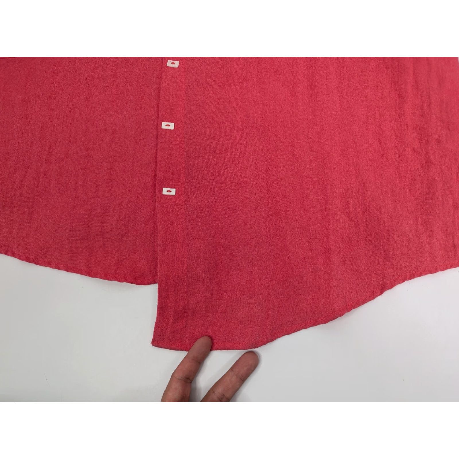 Vintage IC by CONNIE K Womens M Tunic Button-Up Knit Cotton Nylon Pink Red Bohemian Style Casual Sleeve Mix Modern Lagenlook Rectangle Buttoned Shirt Top Size M / US 6-8 / IT 42-44 - 4 Thumbnail