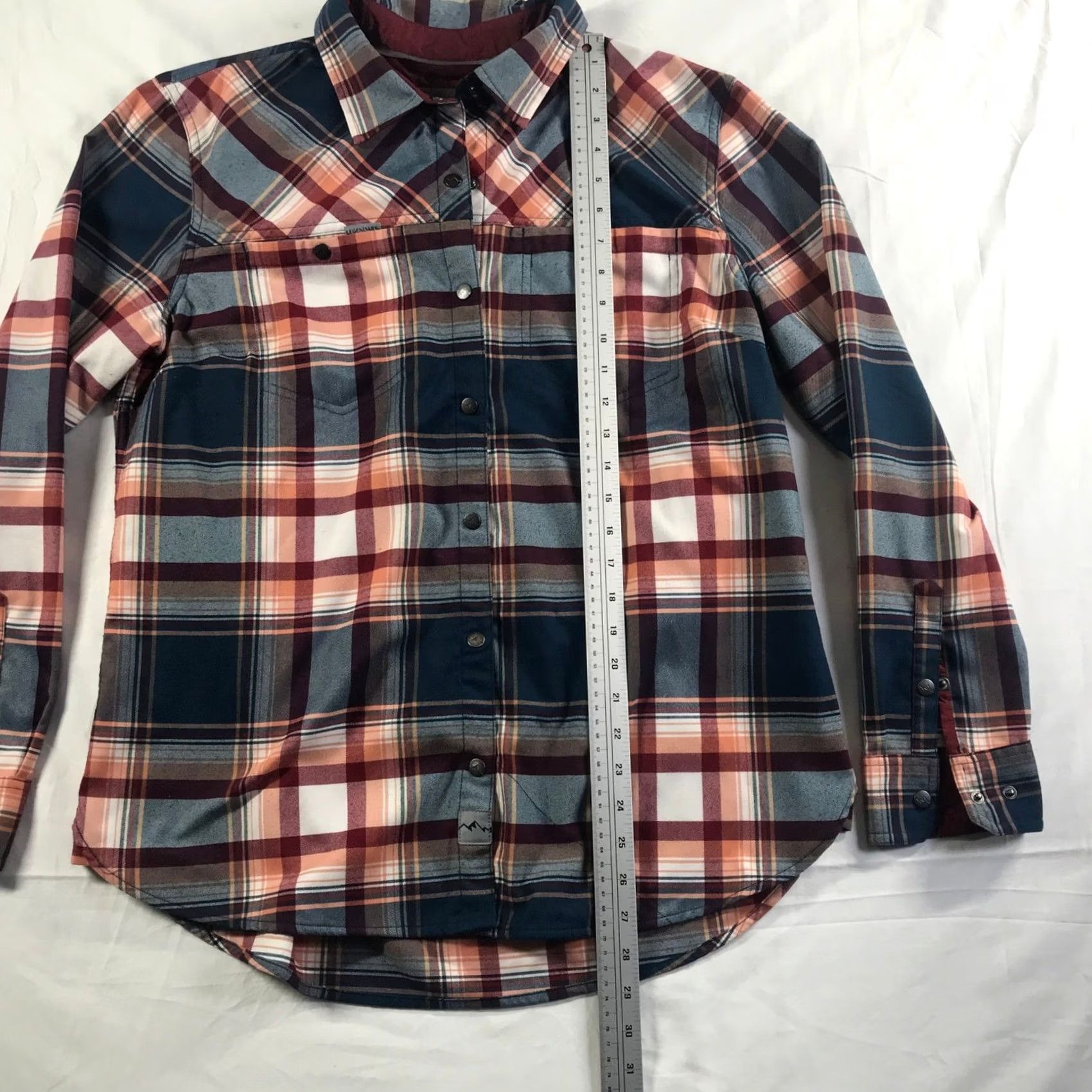 Vintage Legendary Outdoors Women L Plaid Flannel Snap Button Shirt Blue Orange Size L / US 10 / IT 46 - 2 Thumbnail