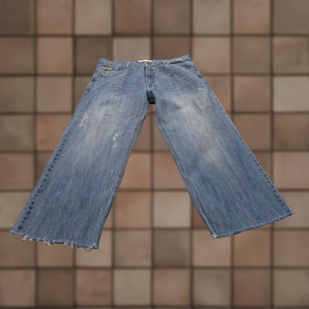 Ecko Unltd. Ecko Unltd Jeans Men 40 Blue Denim Wide Leg Y2K Grunge Baggy Logo Skater Vintage Jeans Size US 41 - 1 Thumbnail