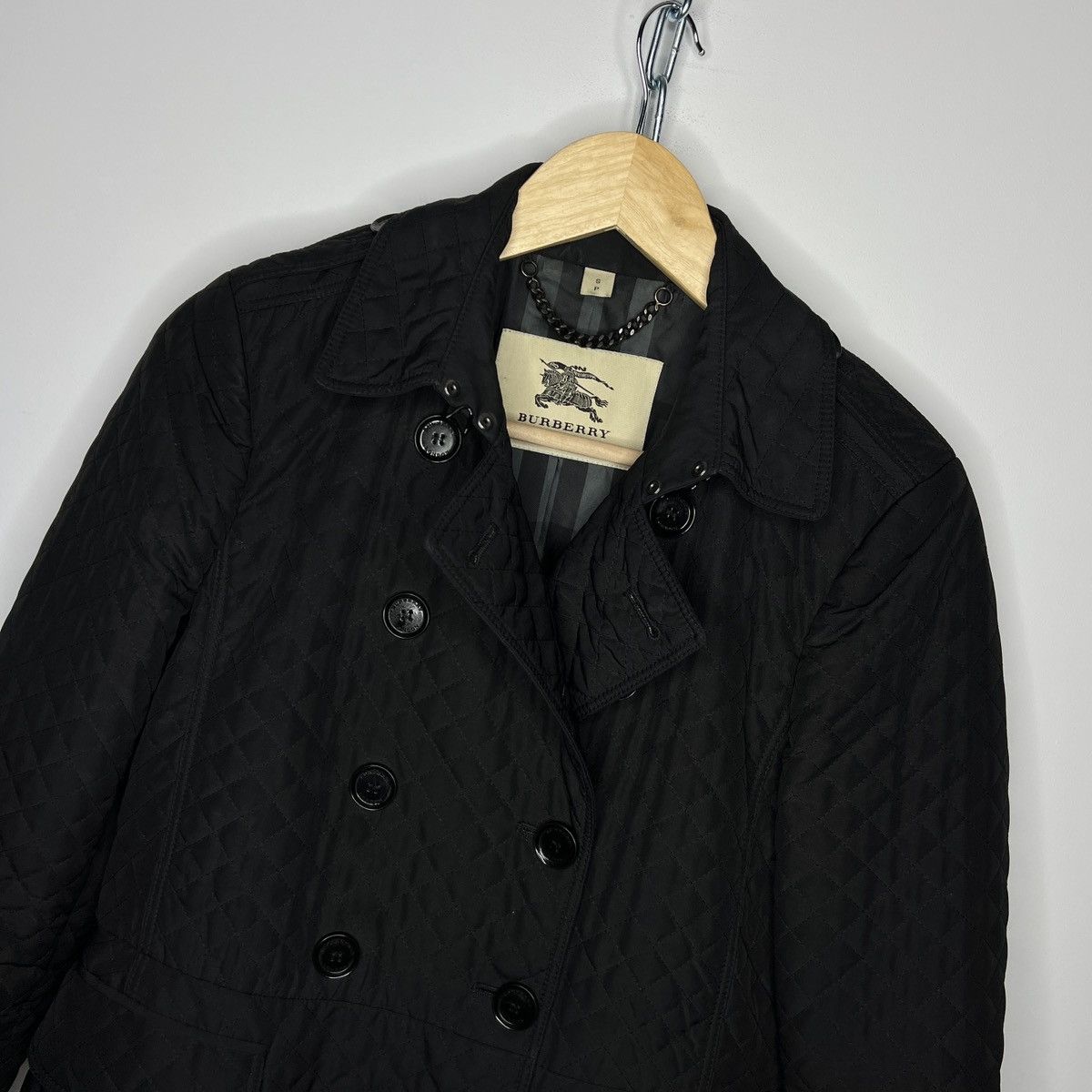 Burberry × Designer Burberry Classic Quilted Jacket Black Dark Nova Check Size S / US 4 / IT 40 - 6 Thumbnail