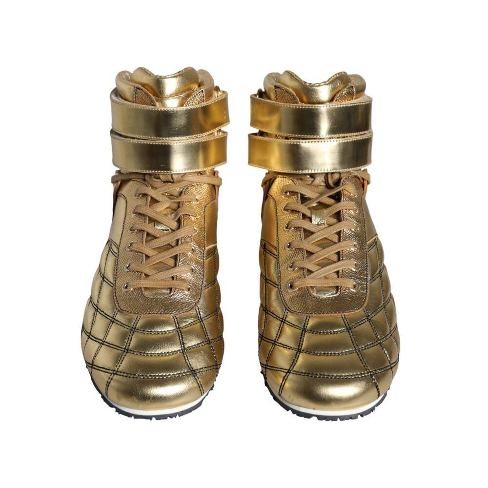 Dolce & Gabbana Dolce & Gabbana Gold Leather Sartoria High Top Sneakers Shoe Size US 11 / EU 44 - 2 Thumbnail