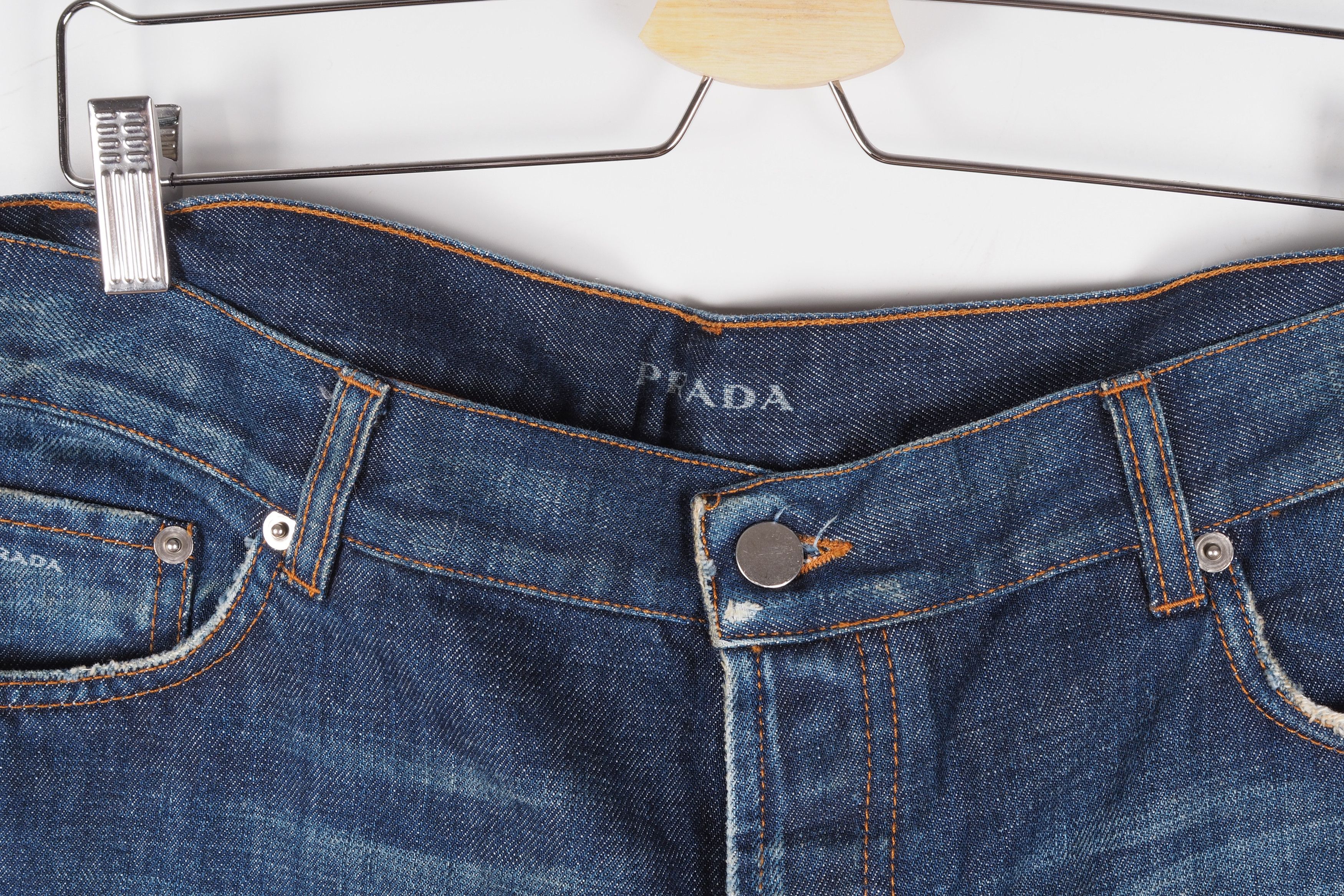 Prada PRADA Blue Loose Fit Distress Red Tab Logo Denim Blue Jeans Size US 30 / EU 46 - 4 Thumbnail