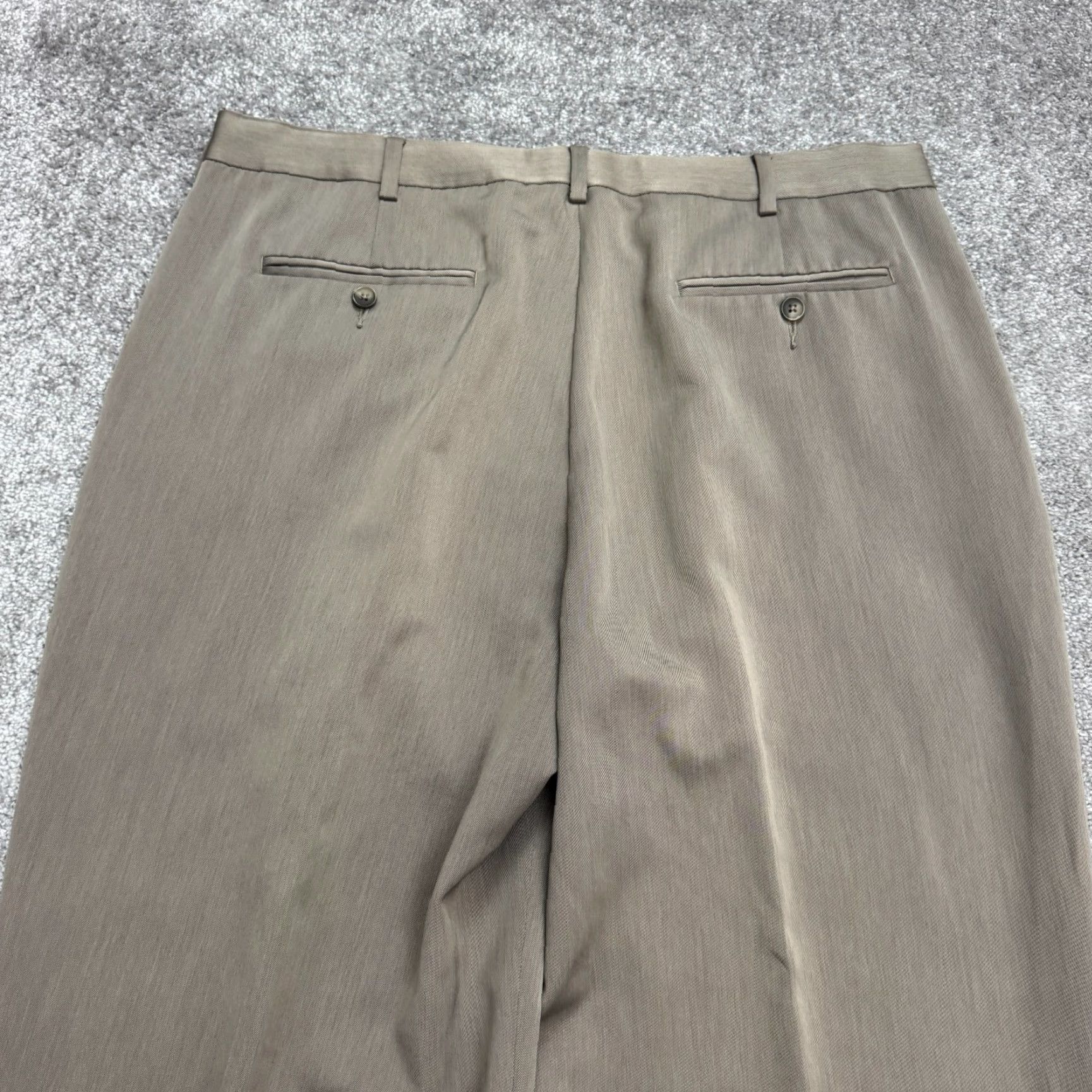 Brooks Brothers Perry Ellis Portfolio Pants Mens 38x30 Taupe Brown Straight Pleated Front Dress Pants Mens Regular Brown 38 in Polyester Rayon Brand Brooks Brothers Size US 38 / EU 54 - 3 Thumbnail