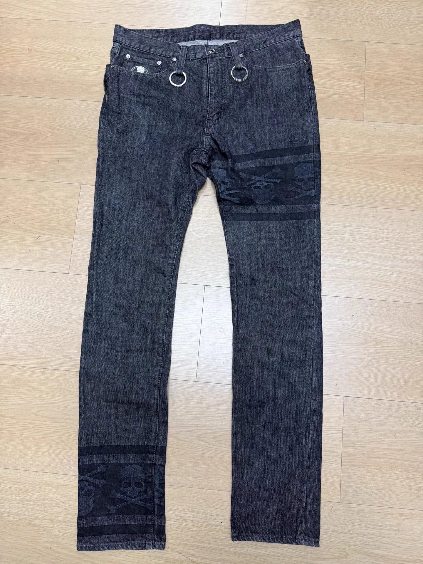 Mastermind Japan Gray Denim Jeans with Skull and Crossbones Design Size US 30 / EU 46 - 1 Thumbnail