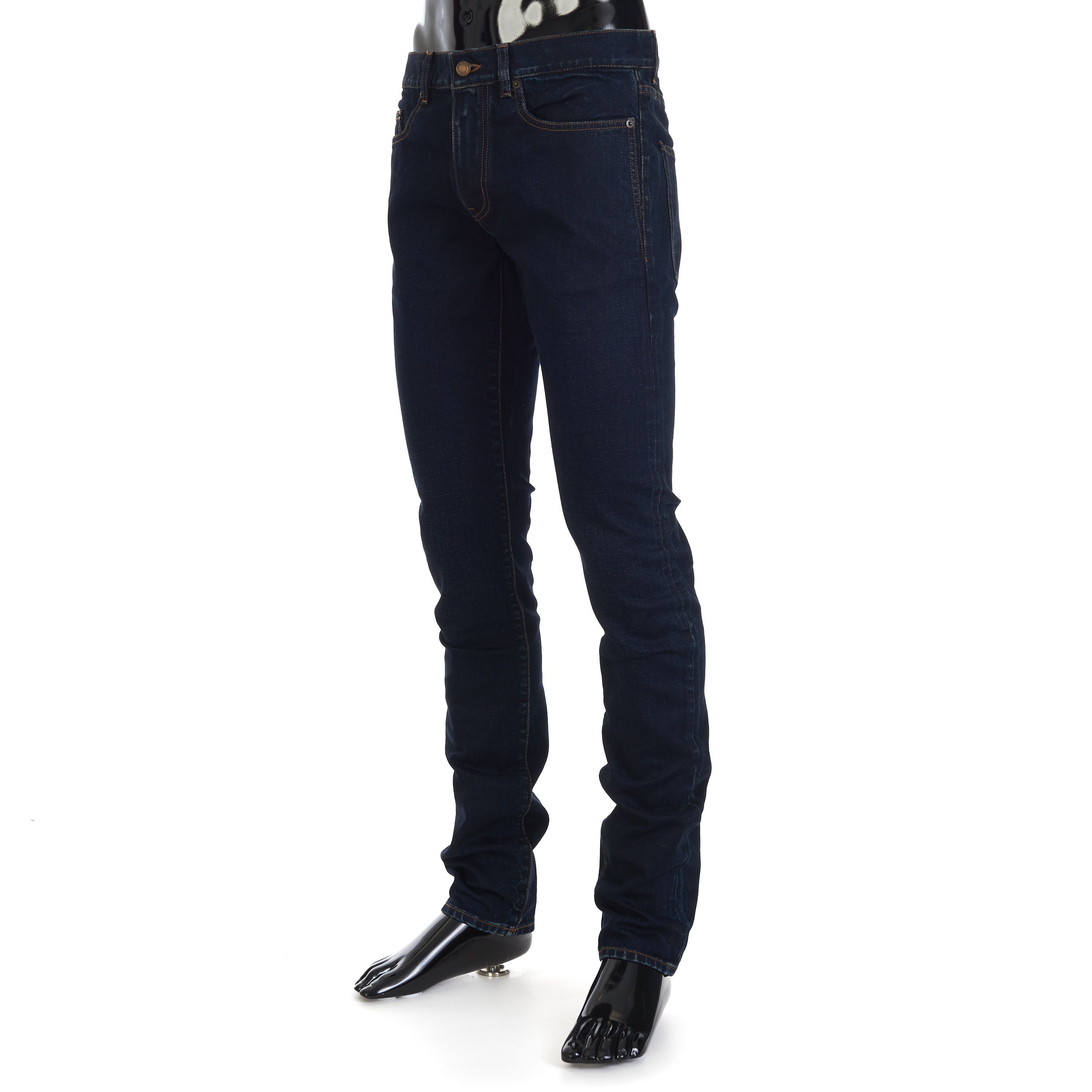 Saint Laurent Paris Dark Blue Stretch Cotton Jeans - Skinny-Fit, Low Waist Size US 29 - 2 Thumbnail