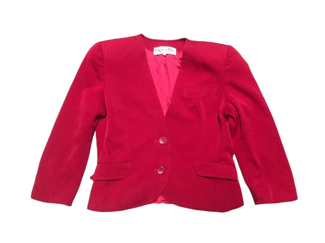 Christian Dior Monsieur Christian Dior PRET-A-PORTER Red Coat Jacket No Collar Size M / US 6-8 / IT 42-44 - 2 Thumbnail