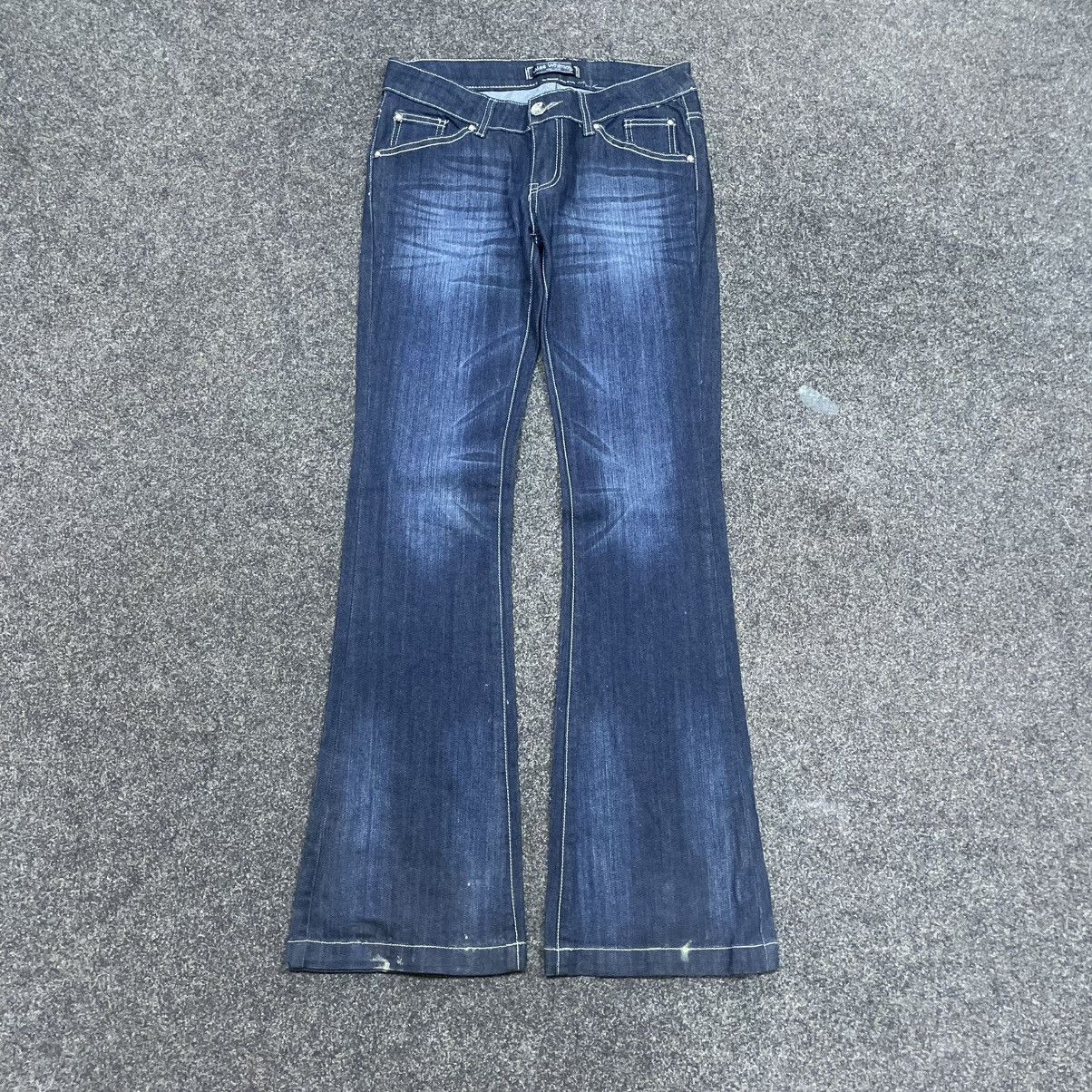 Vintage Vintage Y2K Flare Jeans 90s Faded Thrashed Skate Baggy Logo Size 32" / US 10 / IT 46 - 1 Thumbnail