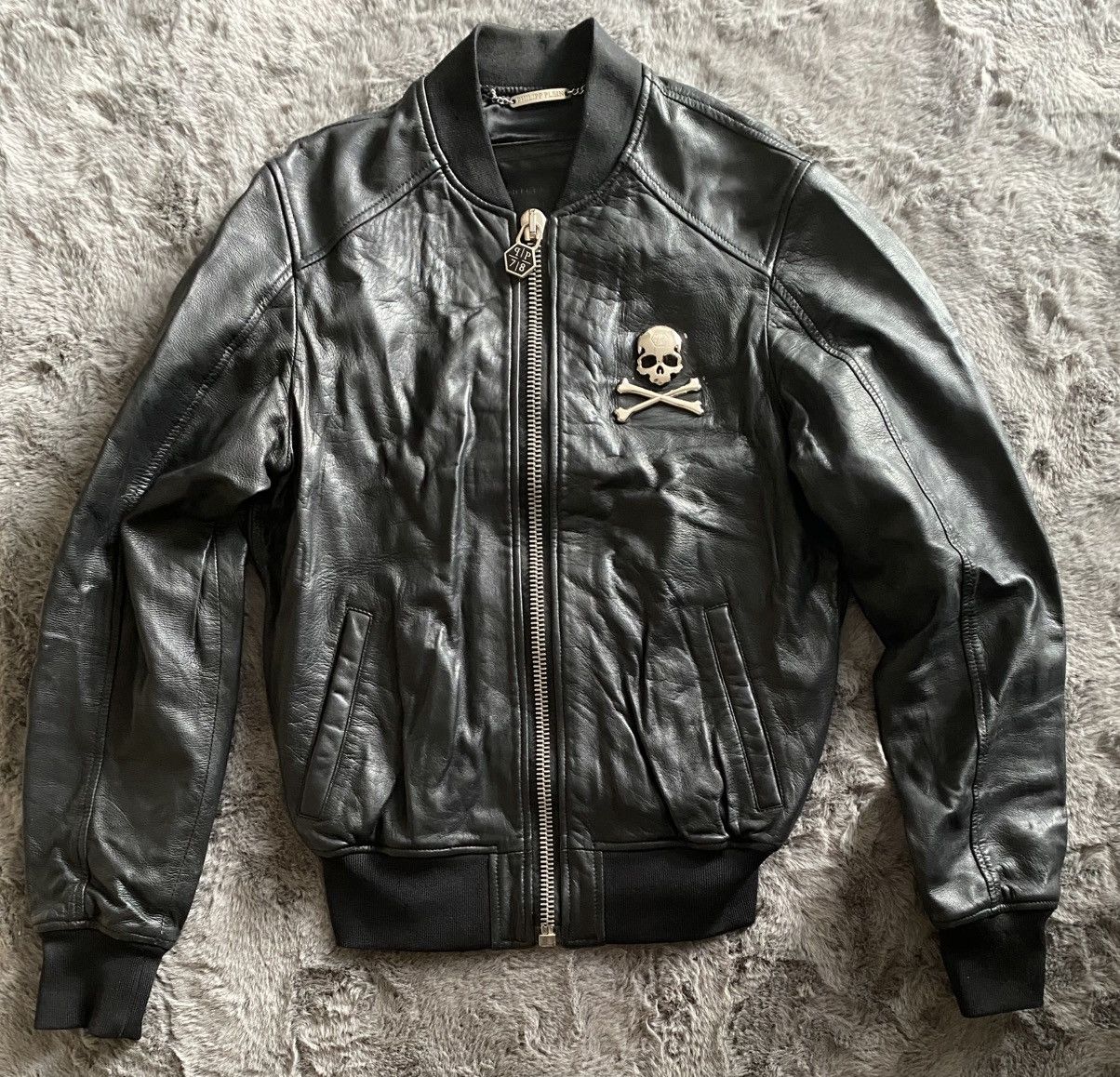 Philipp Plein Philipp Plein Homme Black Leather Bomber Jacket Size US L / EU 52-54 / 3 - 1 Thumbnail