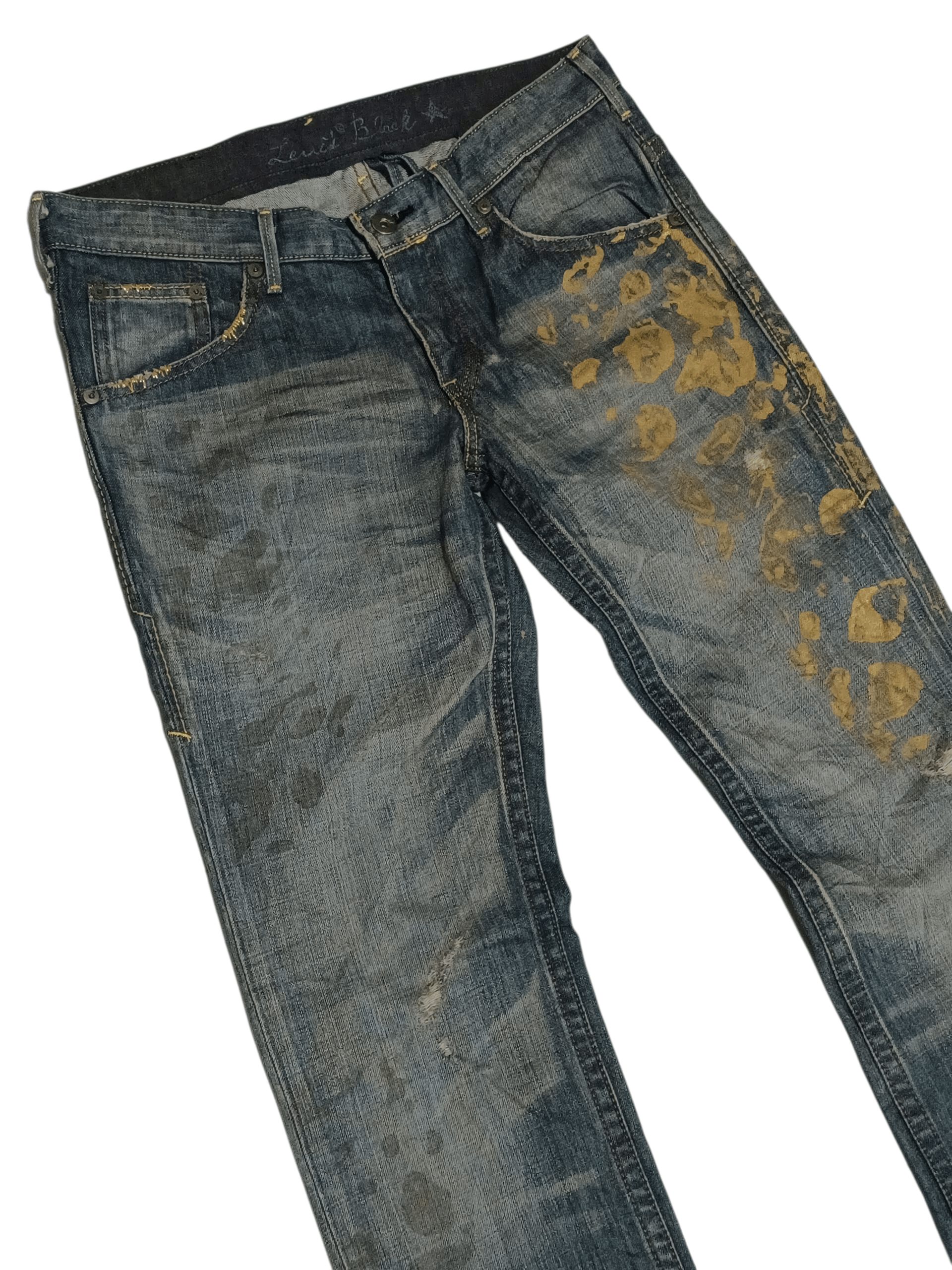 Levi's Levi's Black Star Slim Fit Low Rise Gold Paint Splash Size US 30 / EU 46 - 4 Thumbnail