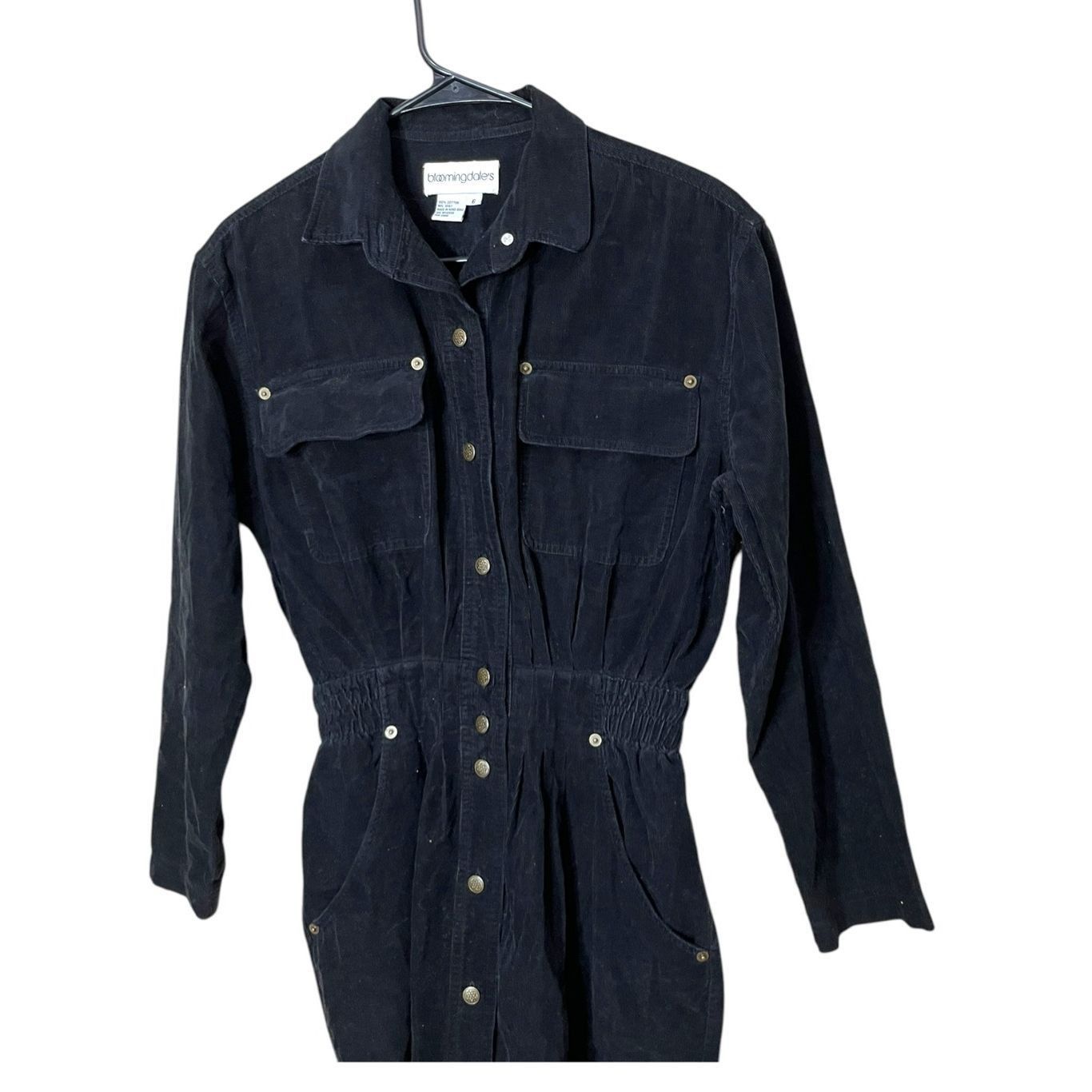 Bloomingdale's Vintage Bloomingdale’s Black Corduroy Long Sleeve Button Fro Size M / US 6-8 / IT 42-44 - 2 Thumbnail