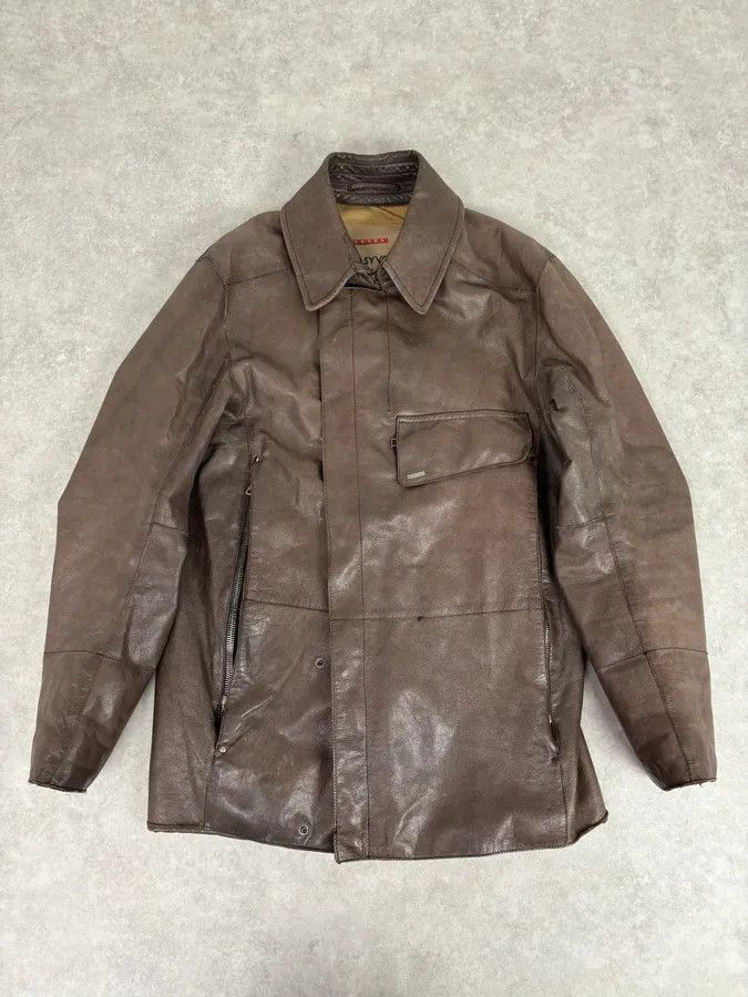 Prada 2000s Prada Brown Avant-Garde Leather Asymmetrical Jacket Size US M / EU 48-50 / 2 - 3 Thumbnail