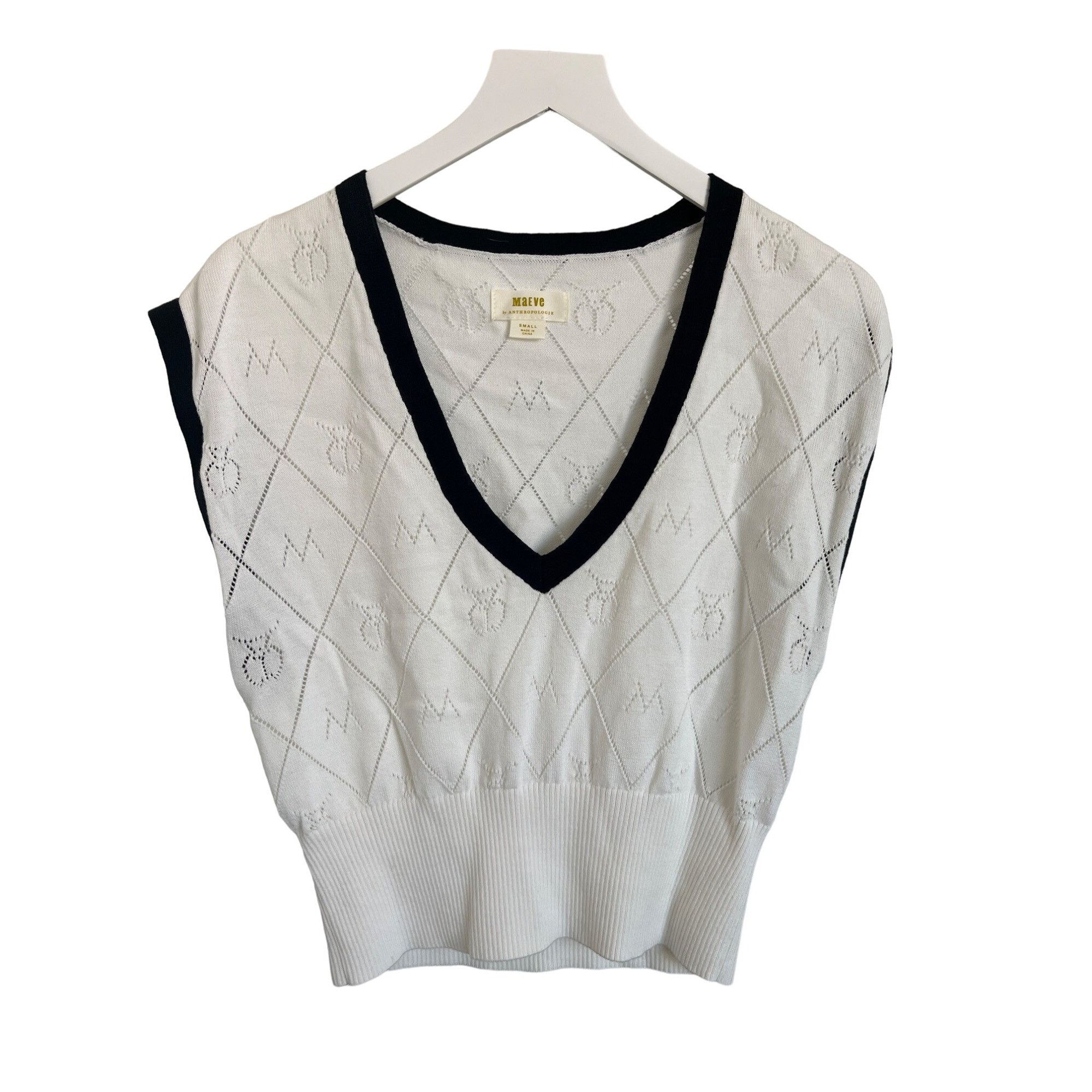 Anthropologie Maeve Violette Icon Logo White Sleeveless Vest Size S / US 4 / IT 40 - 6 Thumbnail