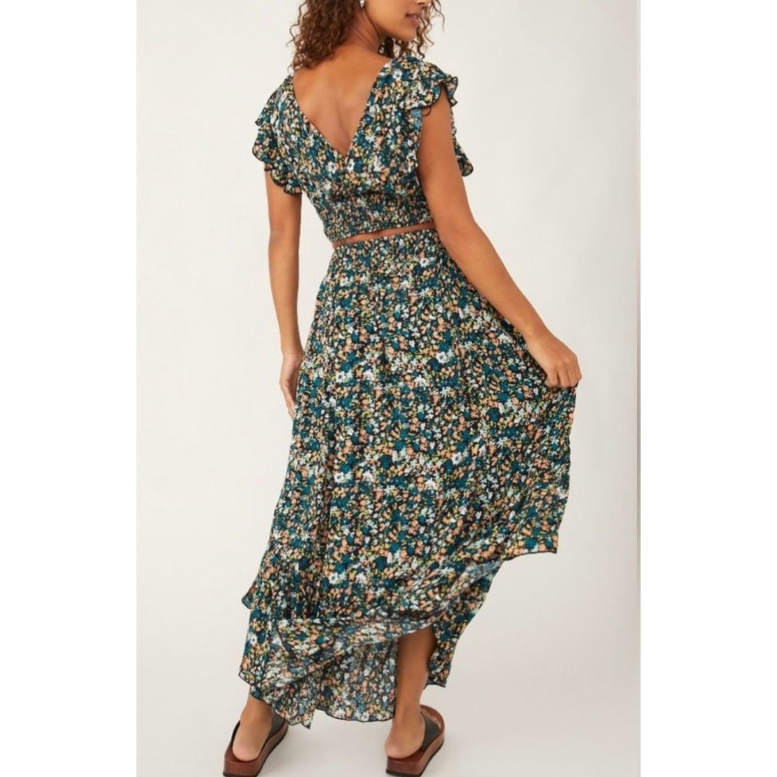 Free People New Pretty Dayz Skirt Set $128 X-SMALL Blue Boho Floral Size 26" / US 2 / IT 38 - 6 Thumbnail