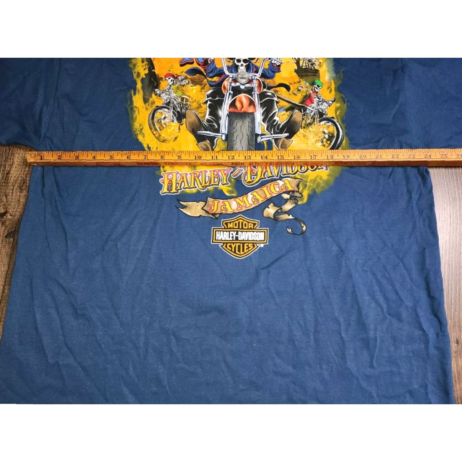 Harley Davidson Harley-Davidson T-Shirt Men 2XL Crew Neck Short Sleeve Double-Sided Jamaica Blue/Black Beards Revenge Biker 90s Theme Shirt Size US XXL / EU 58 / 5 - 4 Thumbnail