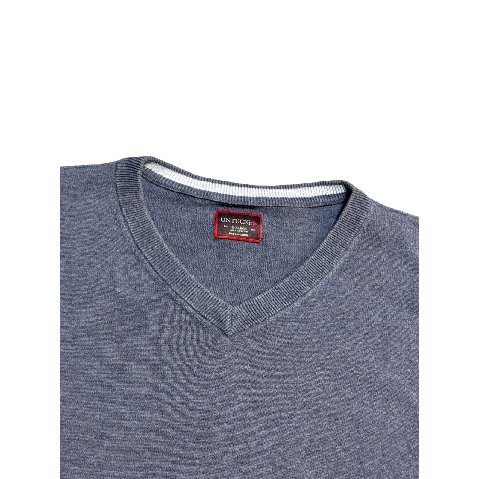 UNTUCKit UNTUCKit V-Neck Pullover Sweater Blue Long Sleeve Mens XL Regular Size (All Seasons) Size US XL / EU 56 / 4 - 3 Thumbnail