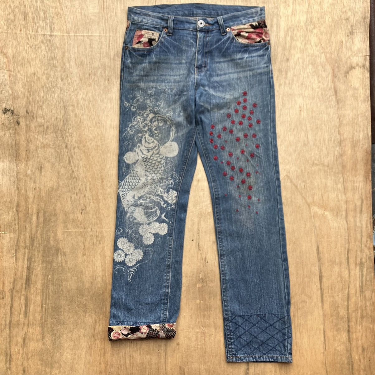 Japanese Brand SUKAJAN DENIM PATCHWORK BLUE WASH Size US 36 / EU 52 - 1 Thumbnail