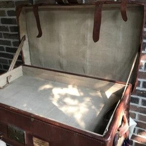 Handmade ANTIQUE 1920s LEATHER TRUNK SUITCASE BESPOKE R$8598 Size ONE SIZE - 16 Thumbnail