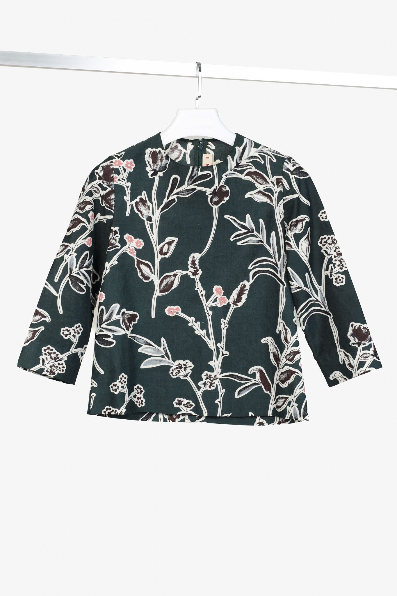 Marni Marni 2015 Green Cotton Silk Floral Print Blouse Size S / US 4 / IT 40 - 1 Thumbnail