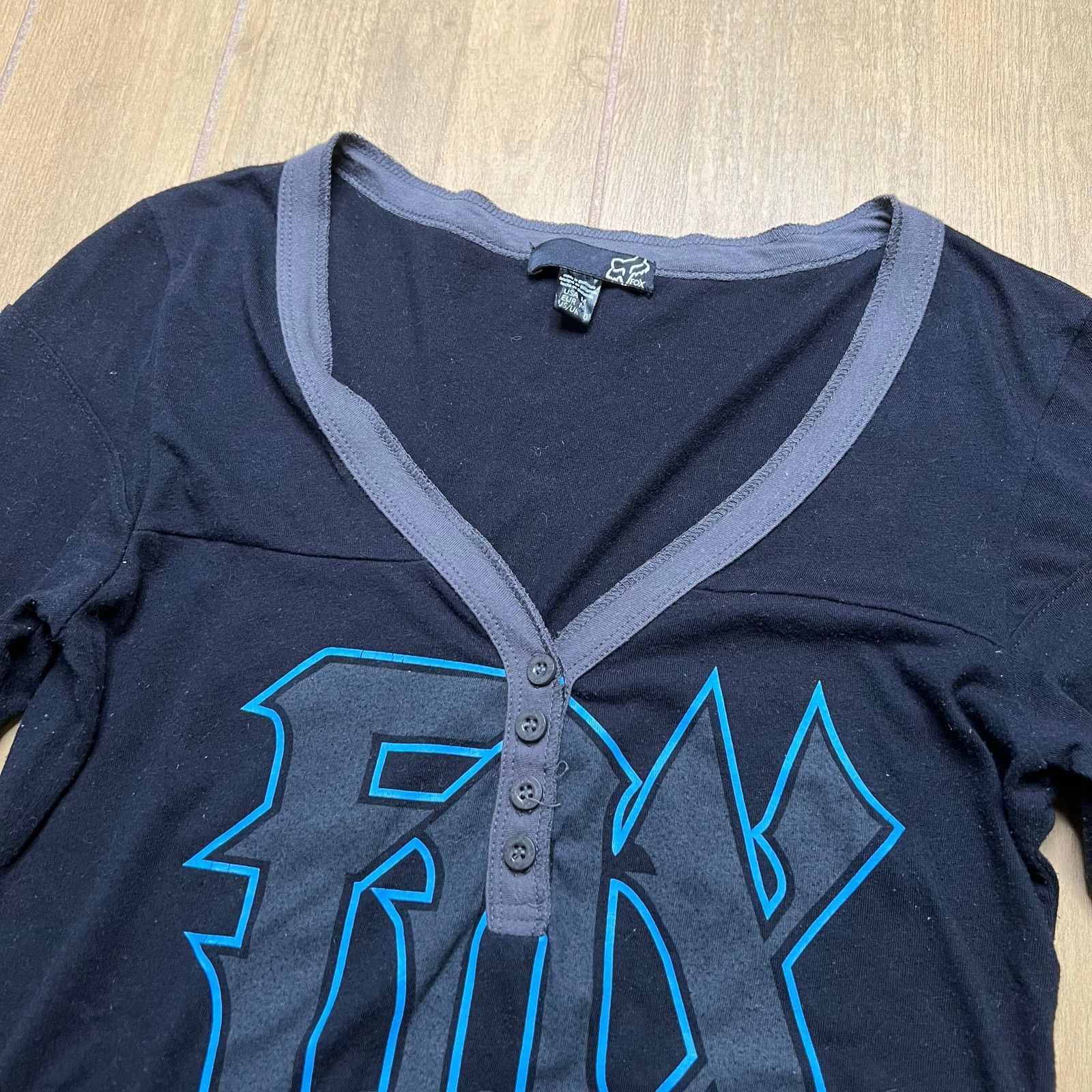 Fox Racing Fox Racing Shirt Womens Medium Black Gray V Neck Y2K Size M / US 6-8 / IT 42-44 - 2 Thumbnail